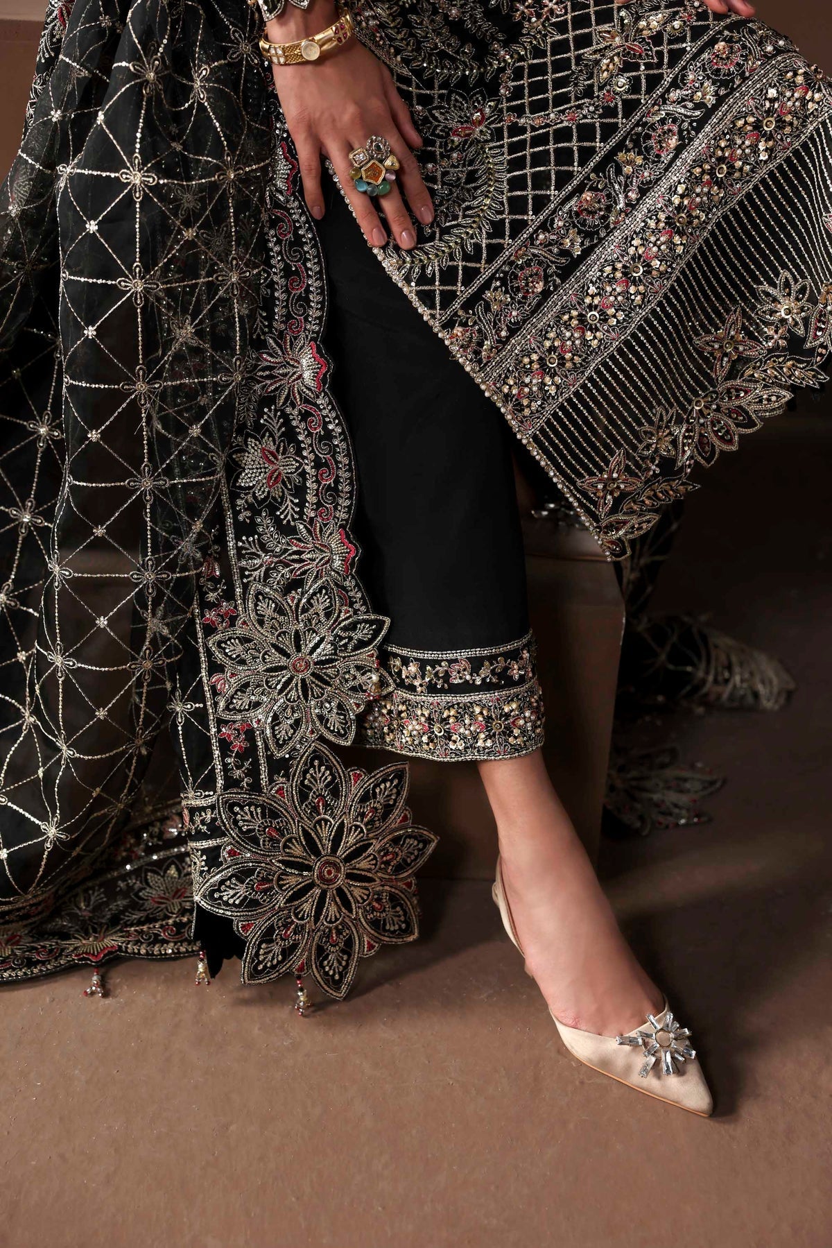 Akbar Aslam | Luxury Formals |Noir - Formal Dress - available at Maria Faisal in UK and USA.