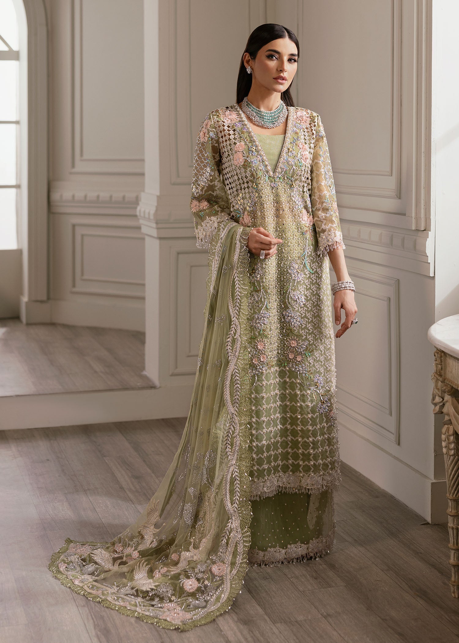 Crimson | A Beautiful Chaos Wedding Collection | Sparkle Cascade - Designer Dress with Intricate embroidery and embellishments. Shop elegent wedding dress at Maria Faisal.