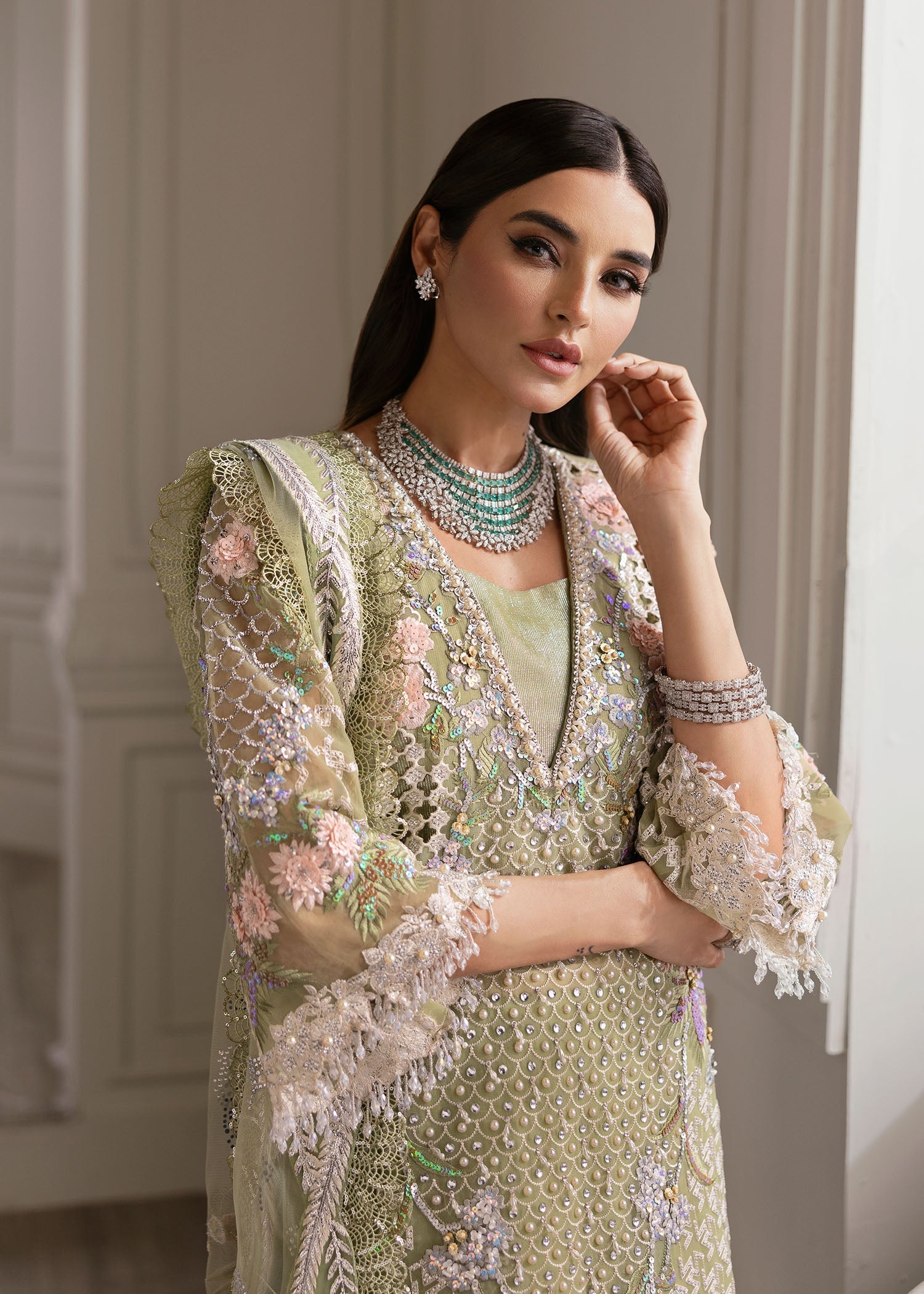 Crimson | A Beautiful Chaos Wedding Collection | Sparkle Cascade - Designer Dress with Intricate embroidery and embellishments. Shop elegent wedding dress at Maria Faisal.