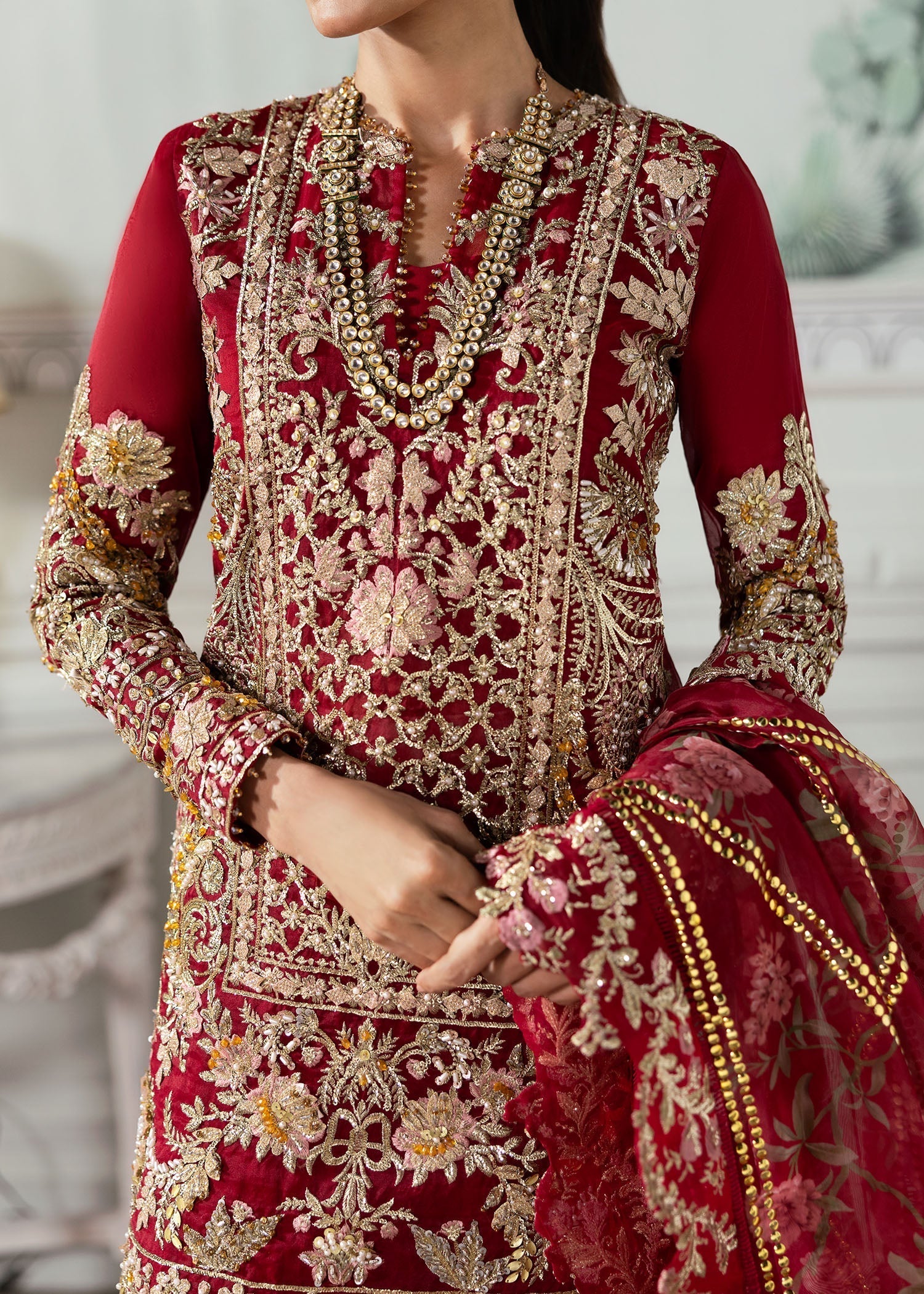 Crimson | A Beautiful Chaos Wedding Collection | Artisan Story - Designer Dress with Intricate embroidery and embellishments. Shop elegent wedding dress at Maria Faisal.