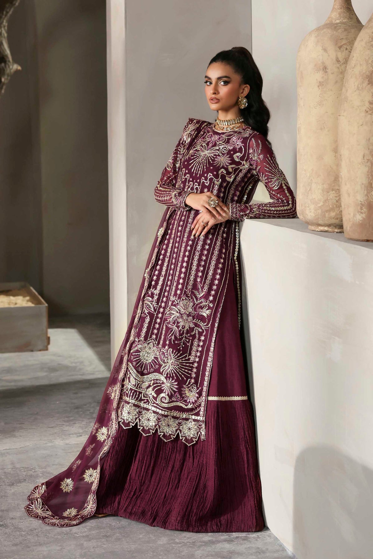 Akbar Aslam | Meeras Luxury Chiffon 25 | Mahin - Formal Dress - available at Maria Faisal in UK and USA.