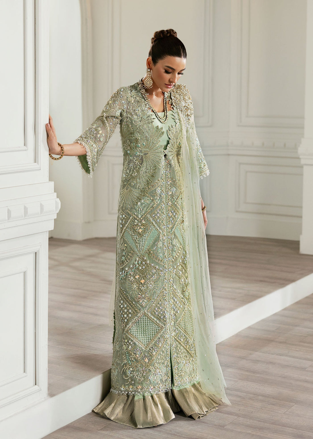 Crimson | A Beautiful Chaos Wedding Collection | Art Deco Glitz - Designer Dress with Intricate embroidery and embellishments. Shop elegent wedding dress at Maria Faisal.
