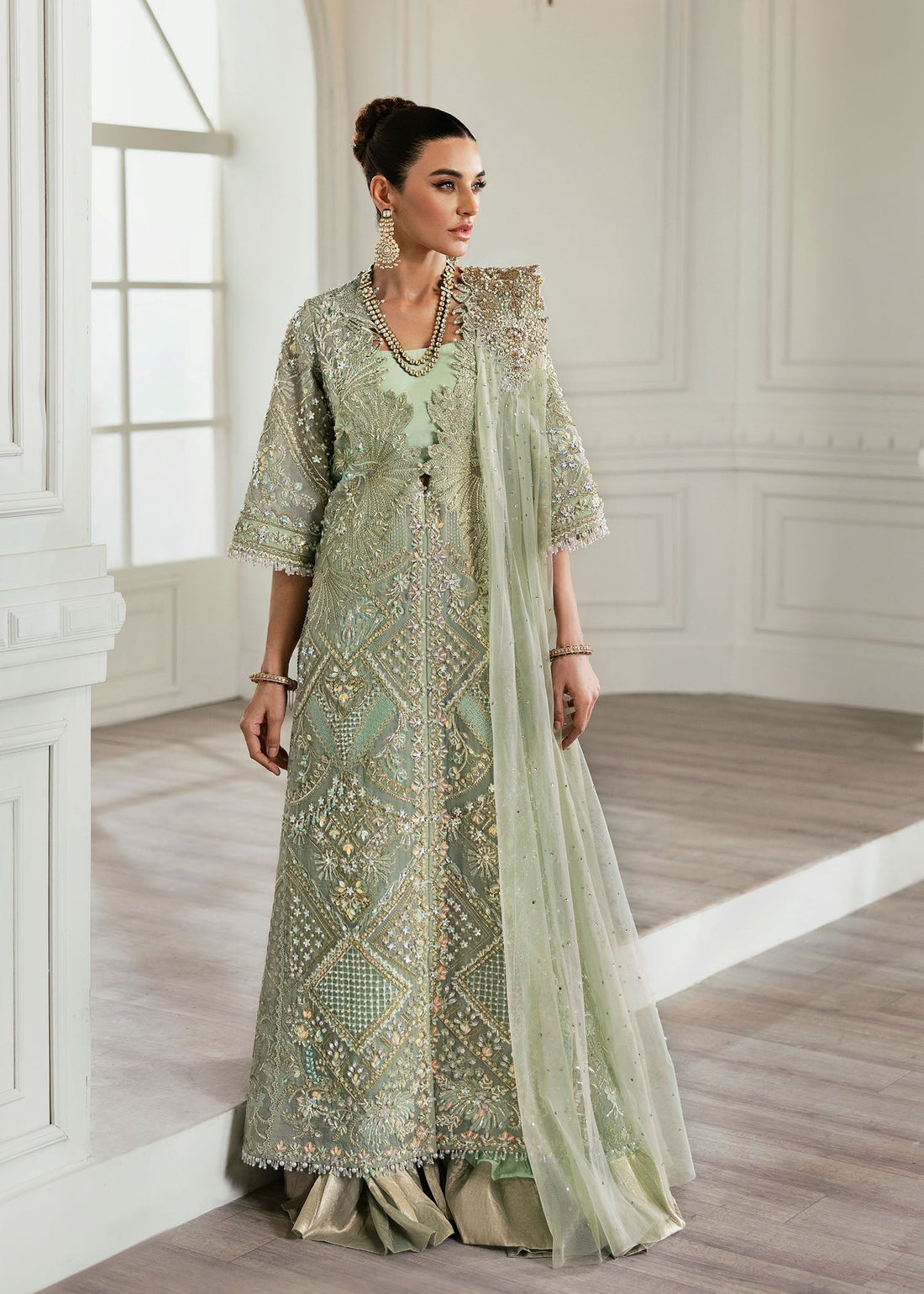 Crimson | A Beautiful Chaos Wedding Collection | Art Deco Glitz - Designer Dress with Intricate embroidery and embellishments. Shop elegent wedding dress at Maria Faisal.