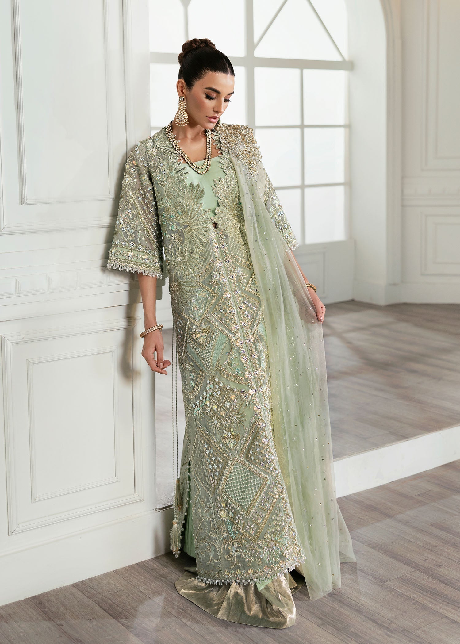 Crimson | A Beautiful Chaos Wedding Collection | Art Deco Glitz - Designer Dress with Intricate embroidery and embellishments. Shop elegent wedding dress at Maria Faisal.