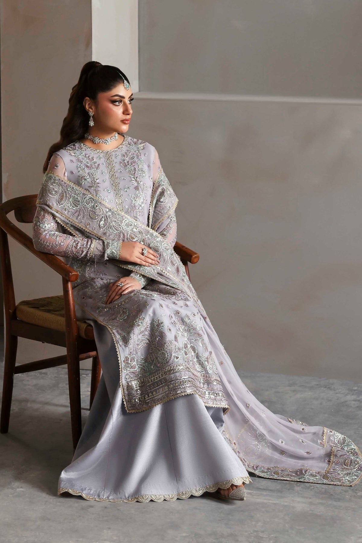 Akbar Aslam | Meeras Luxury Chiffon 25 | Emeraya - Formal Dress - available at Maria Faisal in UK and USA.