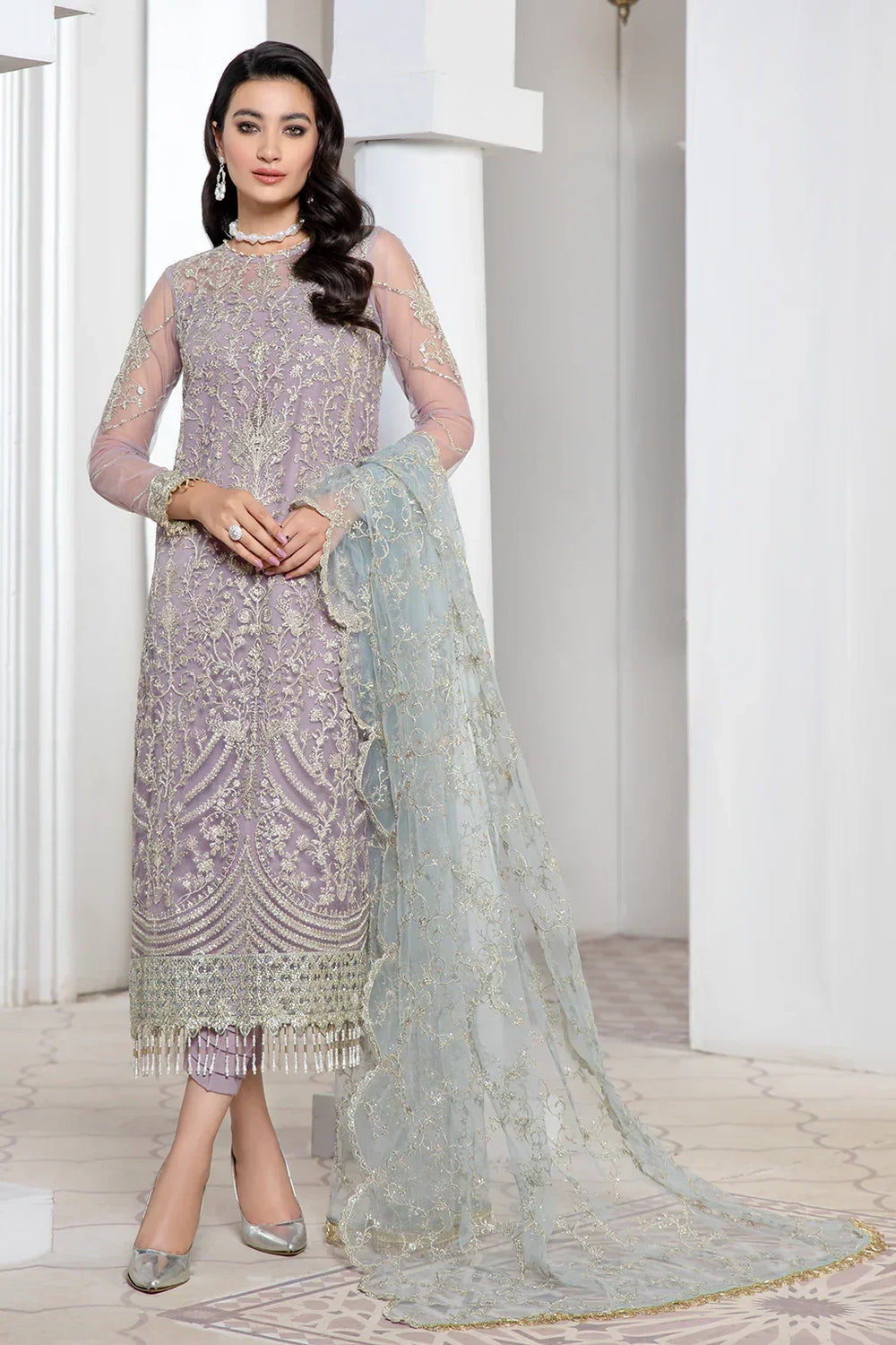 Zarif | Luxury Formals | LILAC - Formal Dress - available at Maria Faisal in UK and USA.