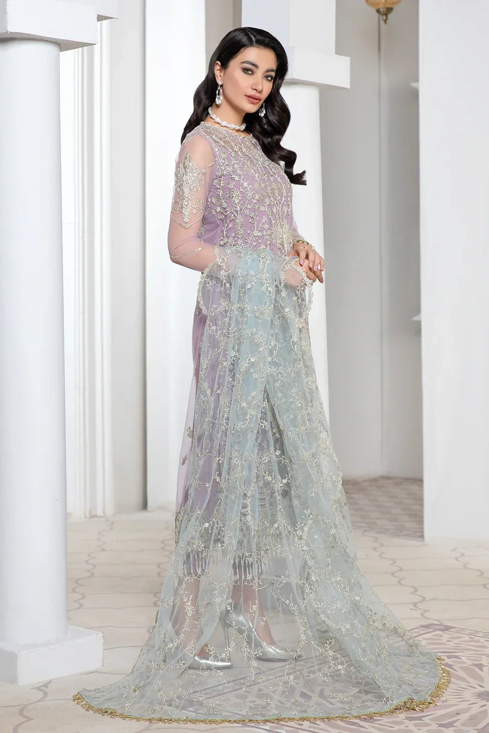 Zarif | Luxury Formals | LILAC - Formal Dress - available at Maria Faisal in UK and USA.