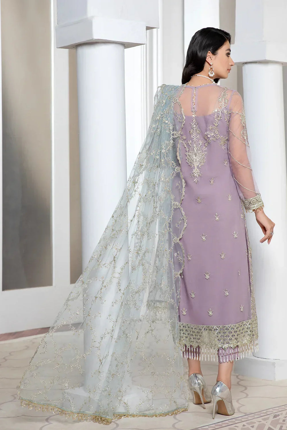 Zarif | Luxury Formals | LILAC - Formal Dress - available at Maria Faisal in UK and USA.