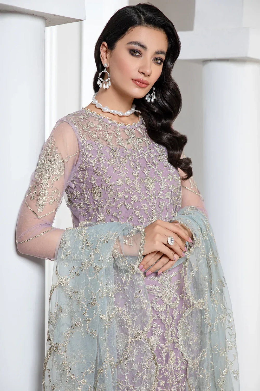 Zarif | Luxury Formals | LILAC - Formal Dress - available at Maria Faisal in UK and USA.