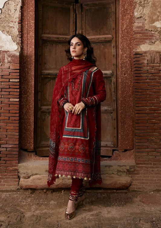 Kahf Premium | Prints Collection 26 | KPS-1A SURKH NOOR - Luxury Dress - available at Maria Faisal in UK and USA.