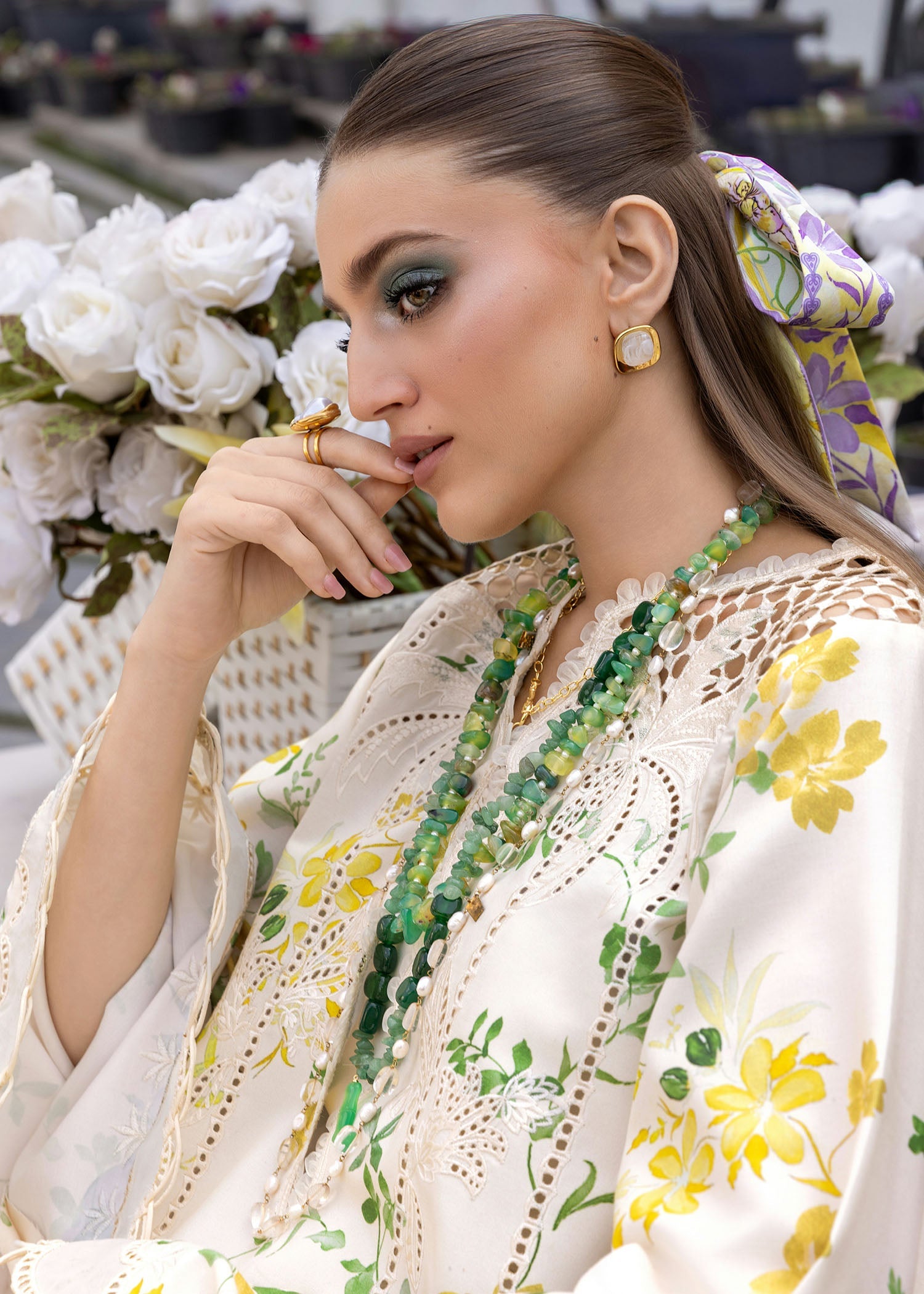 Crimson | Flow Lawn'26 | TROPIC TEASE - D4A - Festive Dress - available at Maria Faisal in UK and USA.