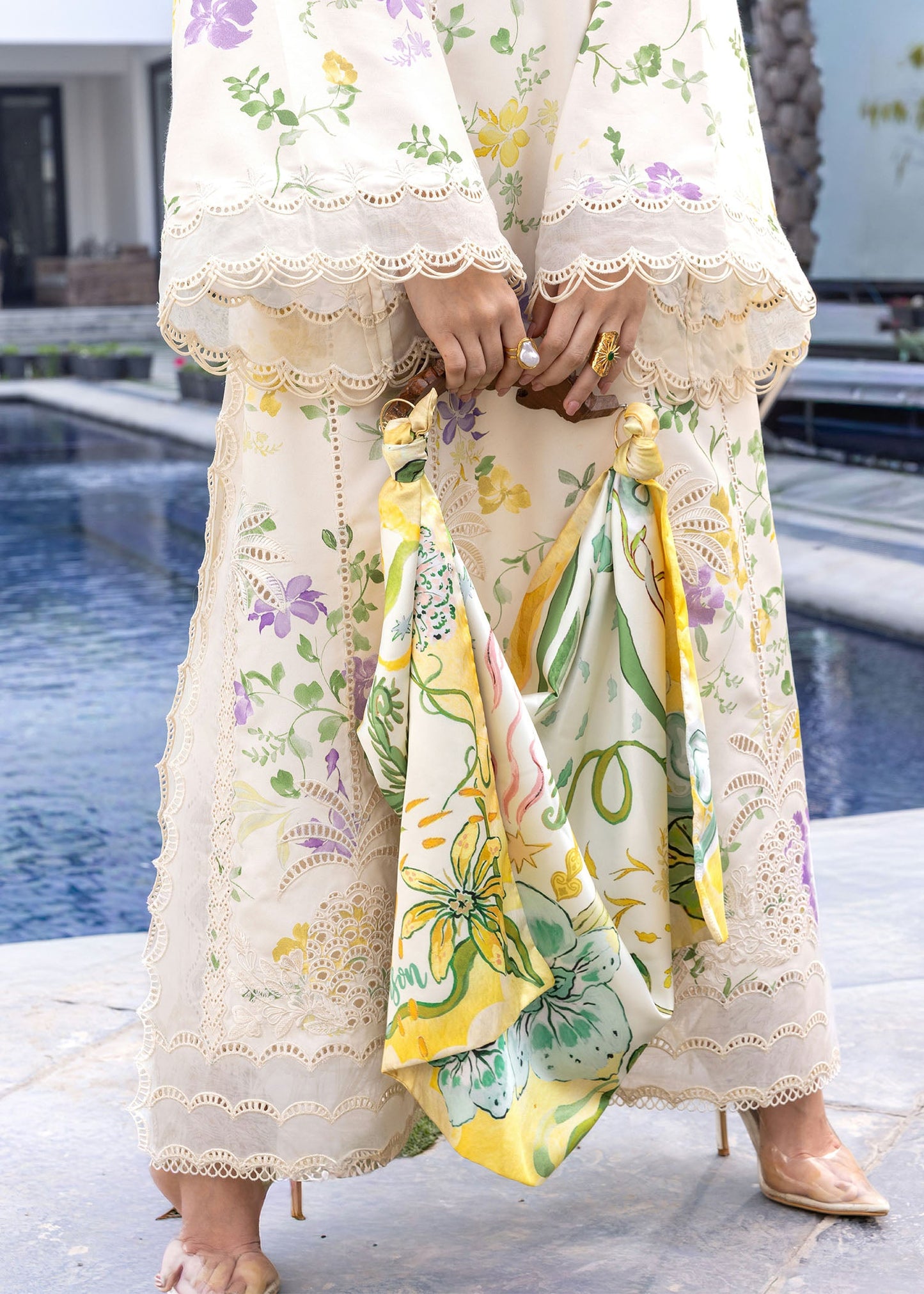 Crimson | Flow Lawn'26 | TROPIC TEASE - D4A - Festive Dress - available at Maria Faisal in UK and USA.