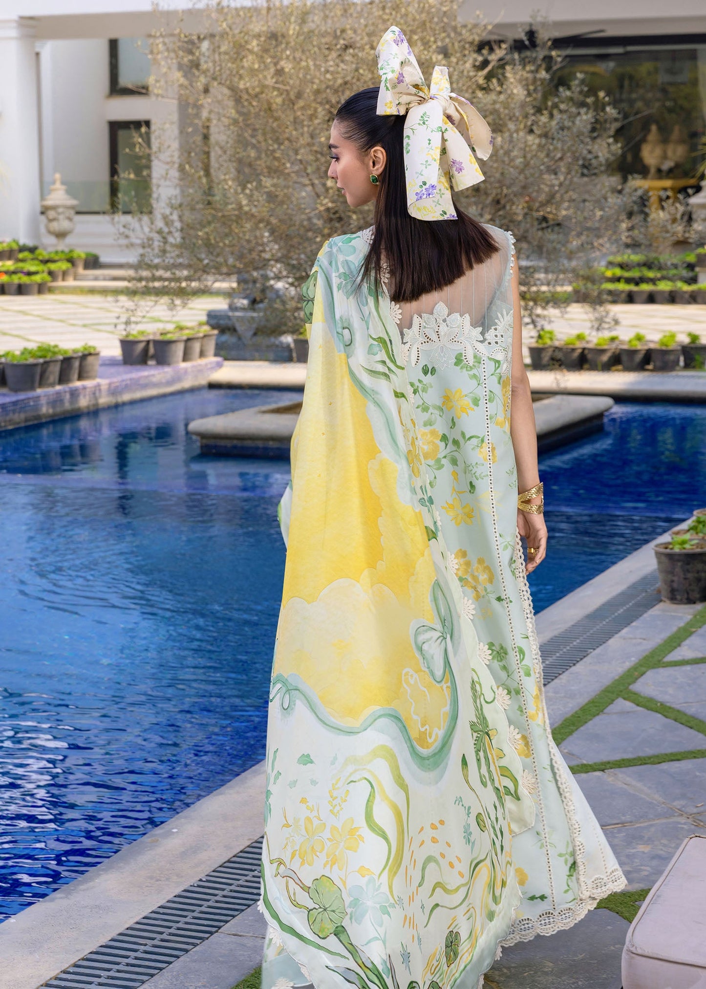 Crimson | Flow Lawn'26 | TROPIC TEASE - D4B - Festive Dress - available at Maria Faisal in UK and USA.