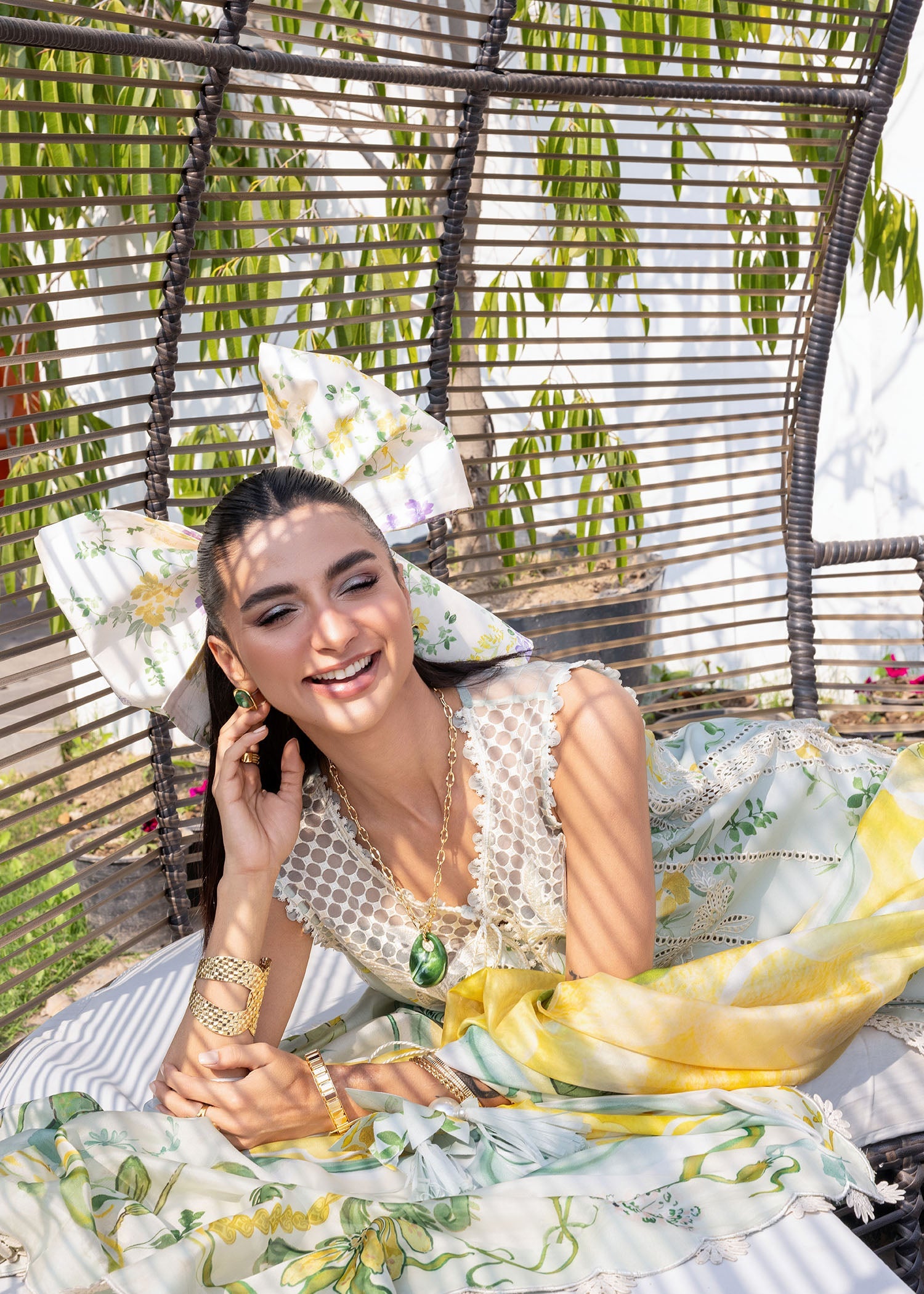 Crimson | Flow Lawn'26 | TROPIC TEASE - D4B - Festive Dress - available at Maria Faisal in UK and USA.