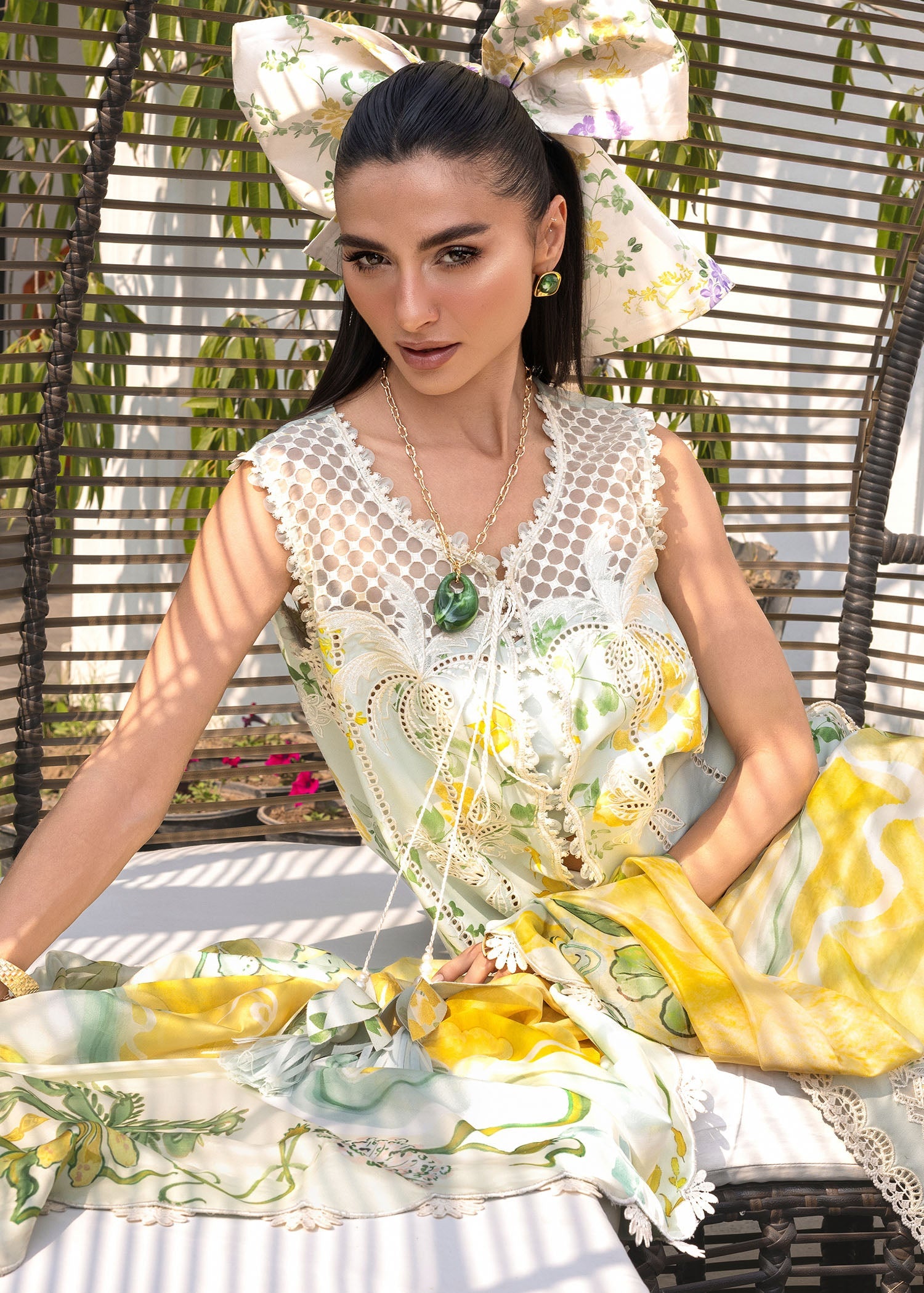 Crimson | Flow Lawn'26 | TROPIC TEASE - D4B - Festive Dress - available at Maria Faisal in UK and USA.