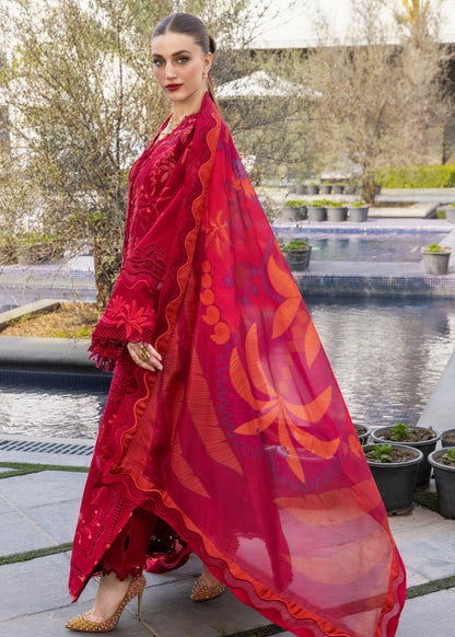 Crimson | Flow Lawn'26 | BEAUTY IN BLOOM - D3A - Festive Dress - available at Maria Faisal in UK and USA.