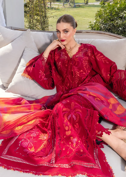Crimson | Flow Lawn'26 | BEAUTY IN BLOOM - D3A - Festive Dress - available at Maria Faisal in UK and USA.