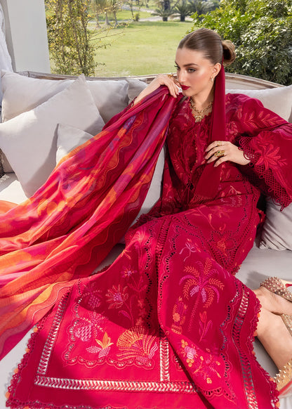 Crimson | Flow Lawn'26 | BEAUTY IN BLOOM - D3A - Festive Dress - available at Maria Faisal in UK and USA.