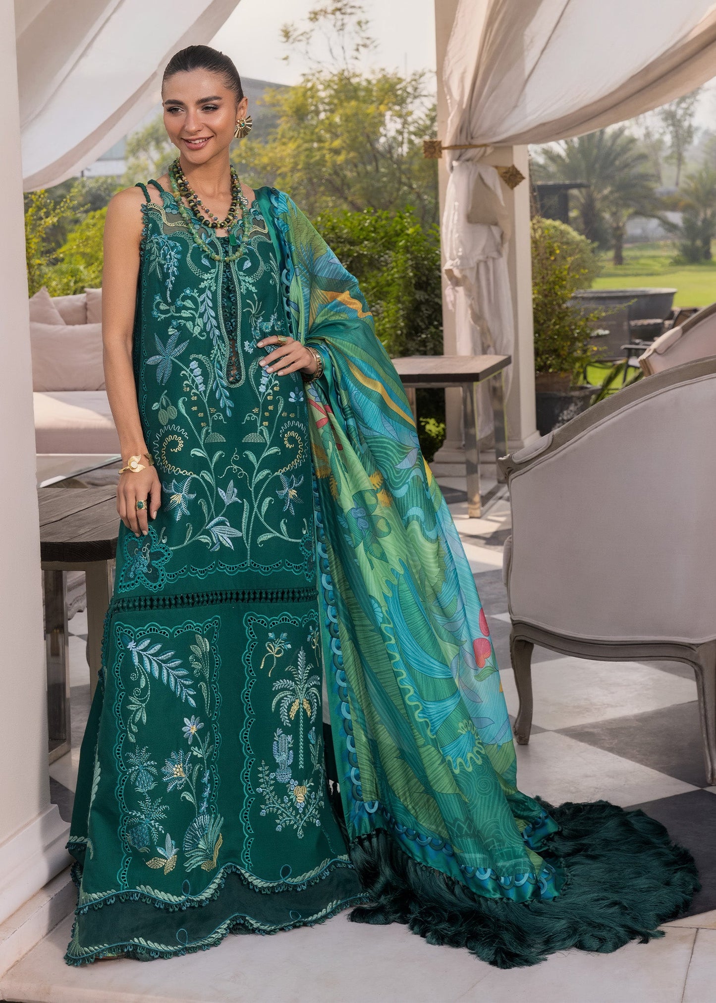 Crimson | Flow Lawn'26 | BEAUTY IN BLOOM - D3B - Festive Dress - available at Maria Faisal in UK and USA.