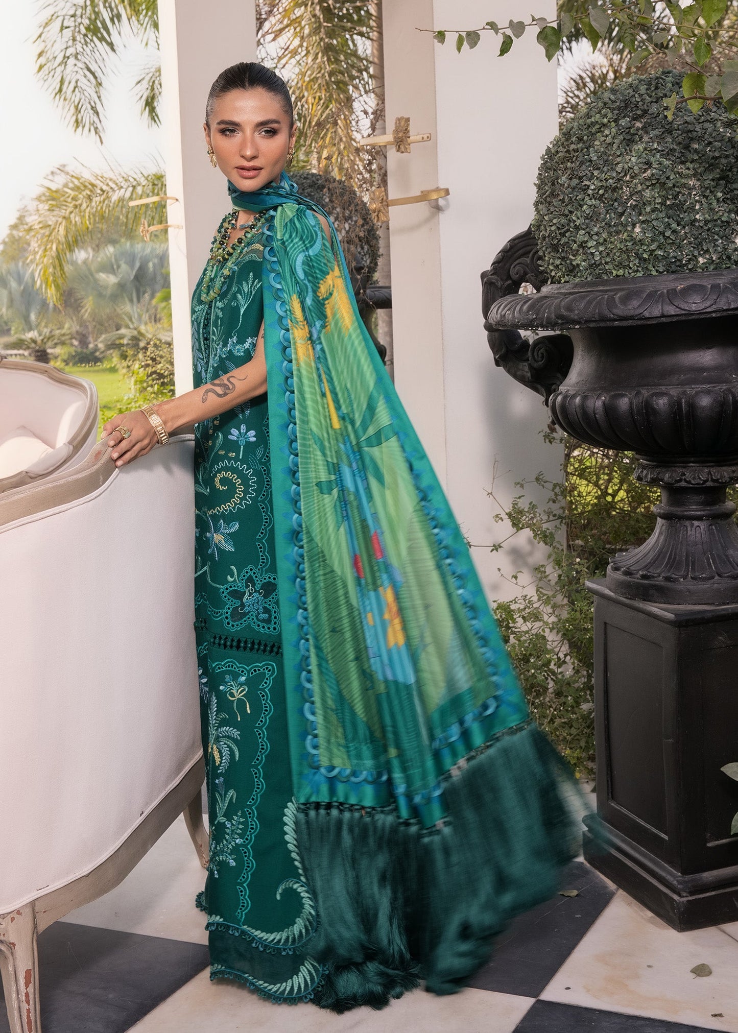 Crimson | Flow Lawn'26 | BEAUTY IN BLOOM - D3B - Festive Dress - available at Maria Faisal in UK and USA.