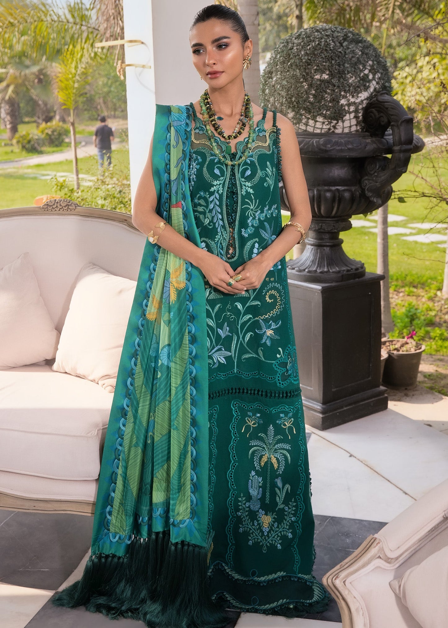 Crimson | Flow Lawn'26 | BEAUTY IN BLOOM - D3B - Festive Dress - available at Maria Faisal in UK and USA.