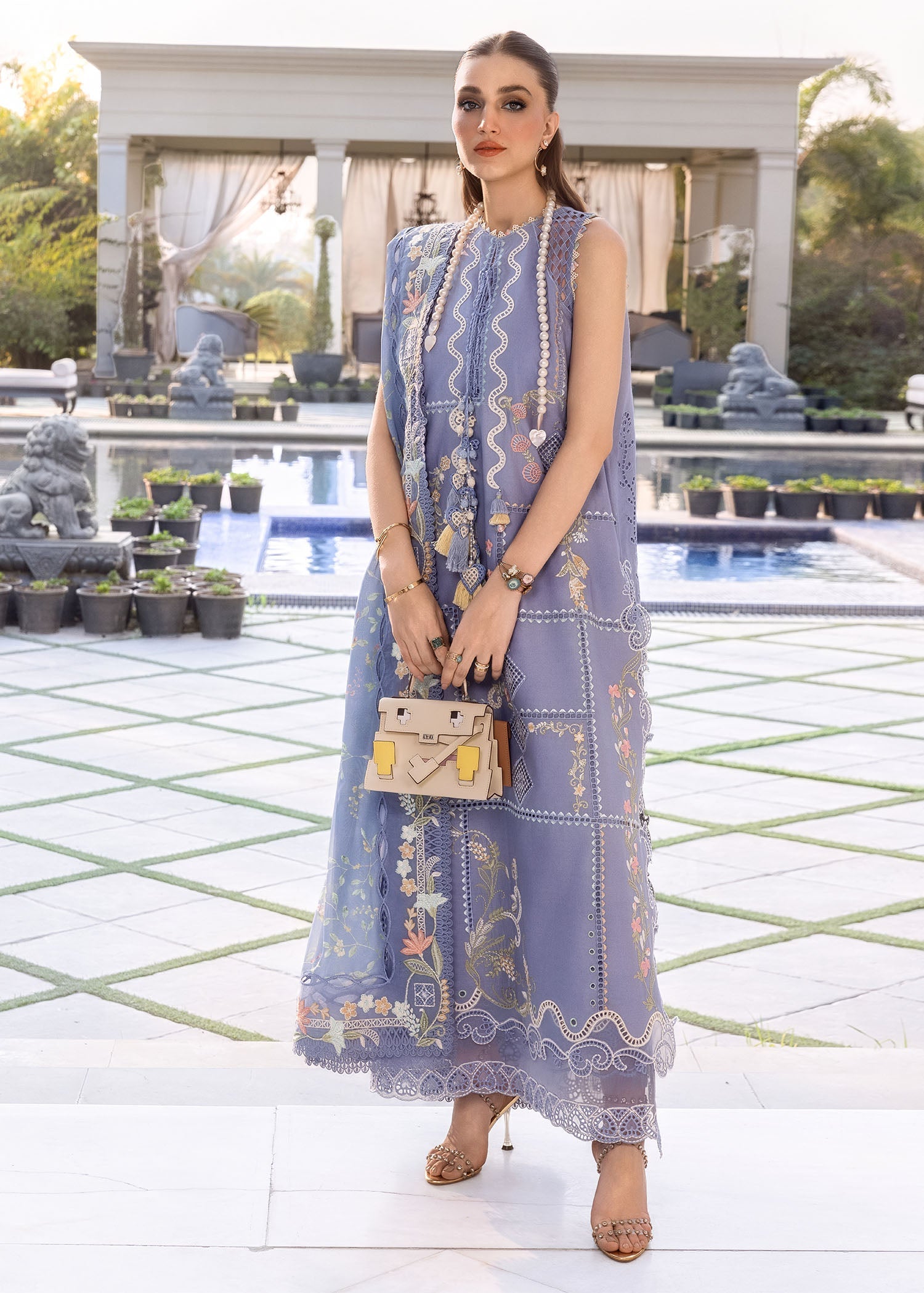 Crimson | Flow Lawn'26 | FLORAL SERENITY-D1B - Festive Dress - available at Maria Faisal in UK and USA.