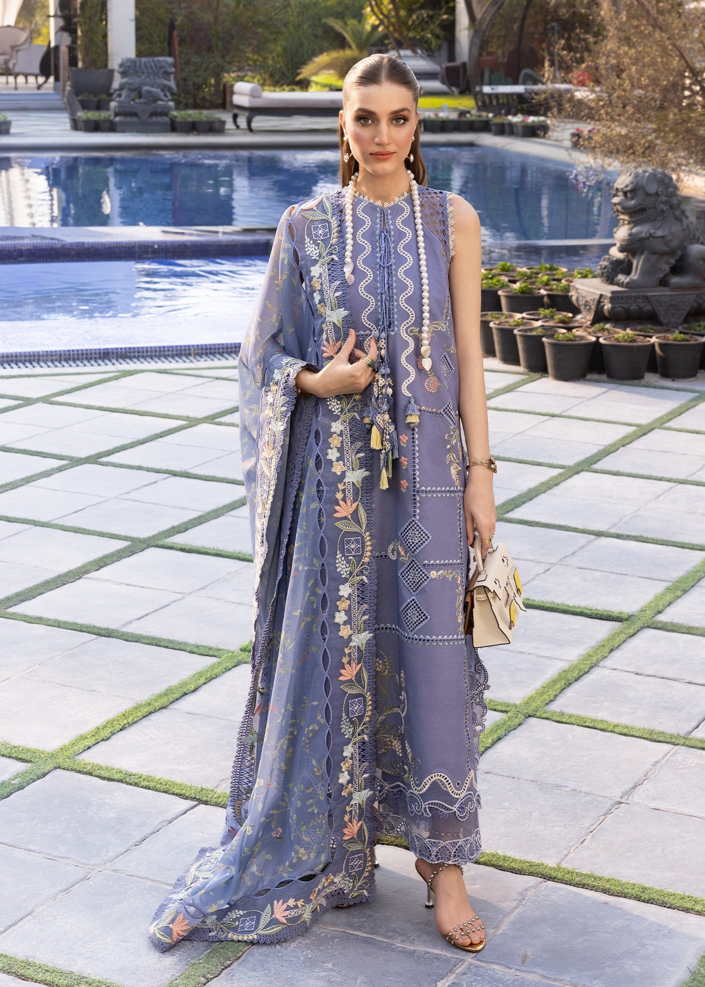Crimson | Flow Lawn'26 | FLORAL SERENITY-D1B - Festive Dress - available at Maria Faisal in UK and USA.