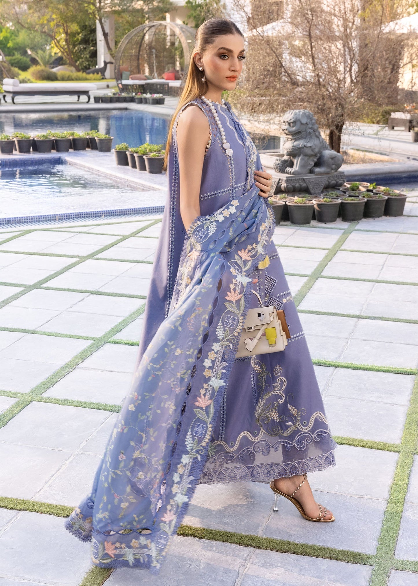 Crimson | Flow Lawn'26 | FLORAL SERENITY-D1B - Festive Dress - available at Maria Faisal in UK and USA.