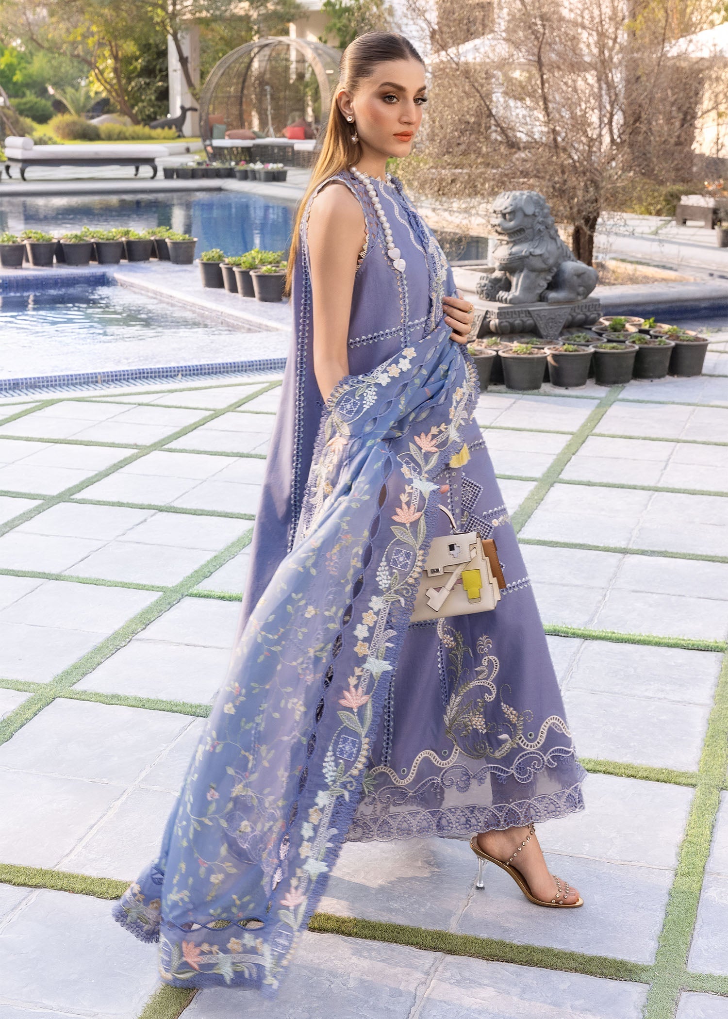 Crimson | Flow Lawn'26 | FLORAL SERENITY-D1B - Festive Dress - available at Maria Faisal in UK and USA.