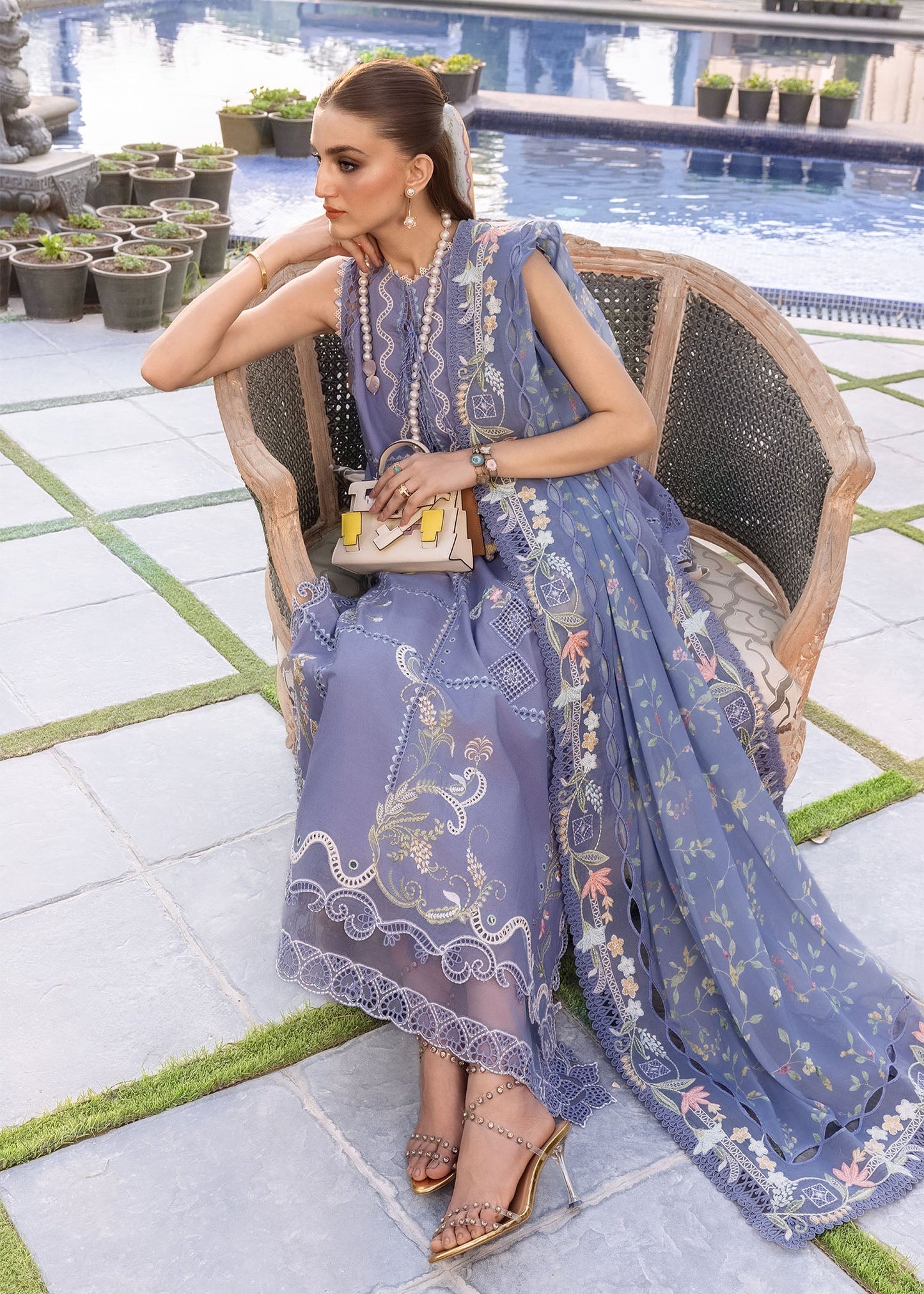 Crimson | Flow Lawn'26 | FLORAL SERENITY-D1B - Festive Dress - available at Maria Faisal in UK and USA.