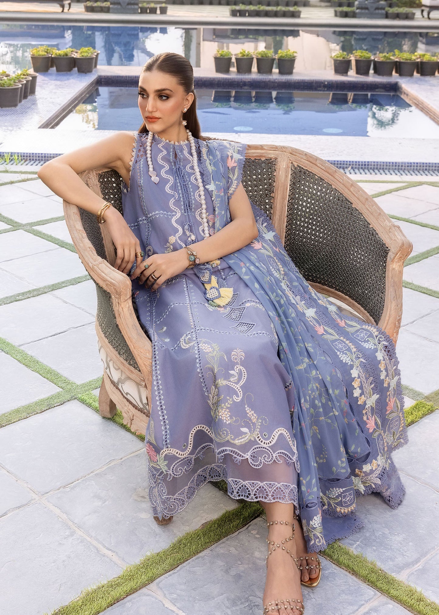 Crimson | Flow Lawn'26 | FLORAL SERENITY-D1B - Festive Dress - available at Maria Faisal in UK and USA.