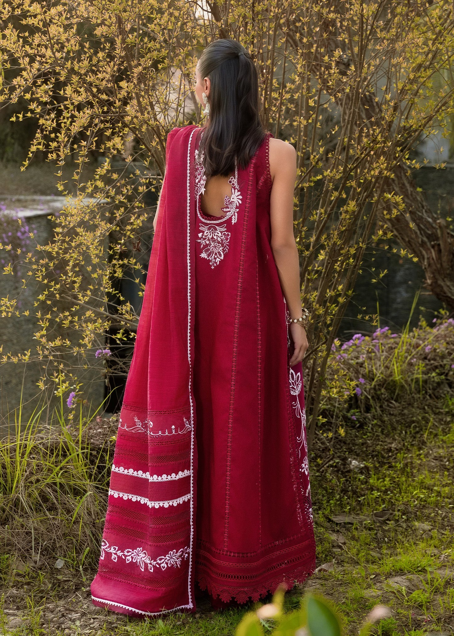 Crimson | Flow Lawn'26 | A HANDMADE TALE-D5A - Festive Dress - available at Maria Faisal in UK and USA.