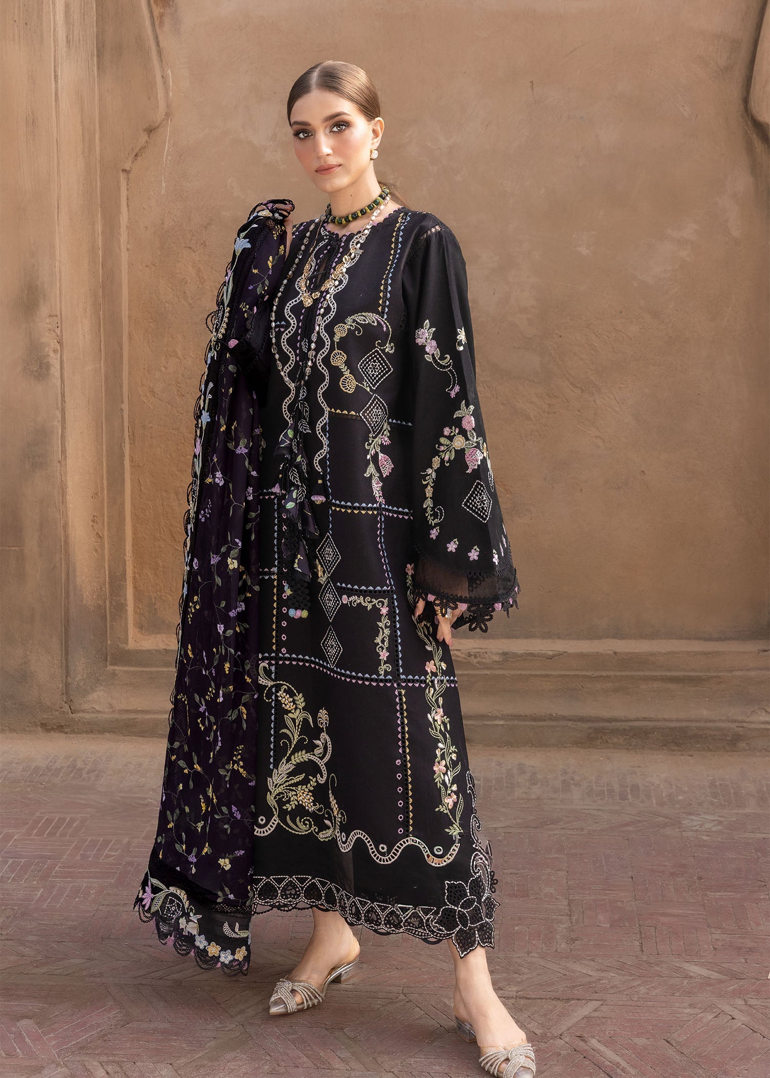 Crimson | Flow Lawn'26 | FLORAL SERENITY - D1A - Festive Dress - available at Maria Faisal in UK and USA.