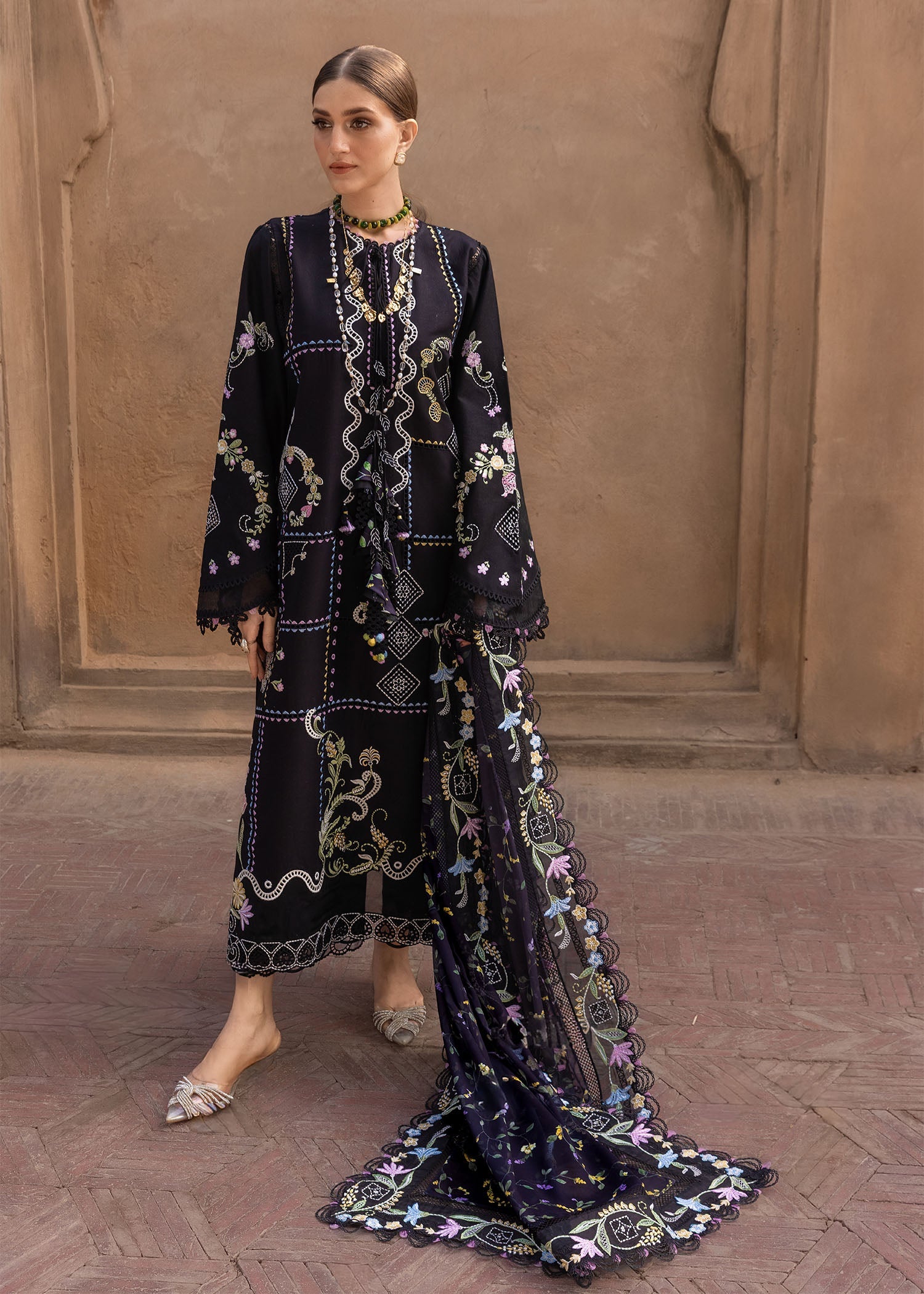 Crimson | Flow Lawn'26 | FLORAL SERENITY - D1A - Festive Dress - available at Maria Faisal in UK and USA.