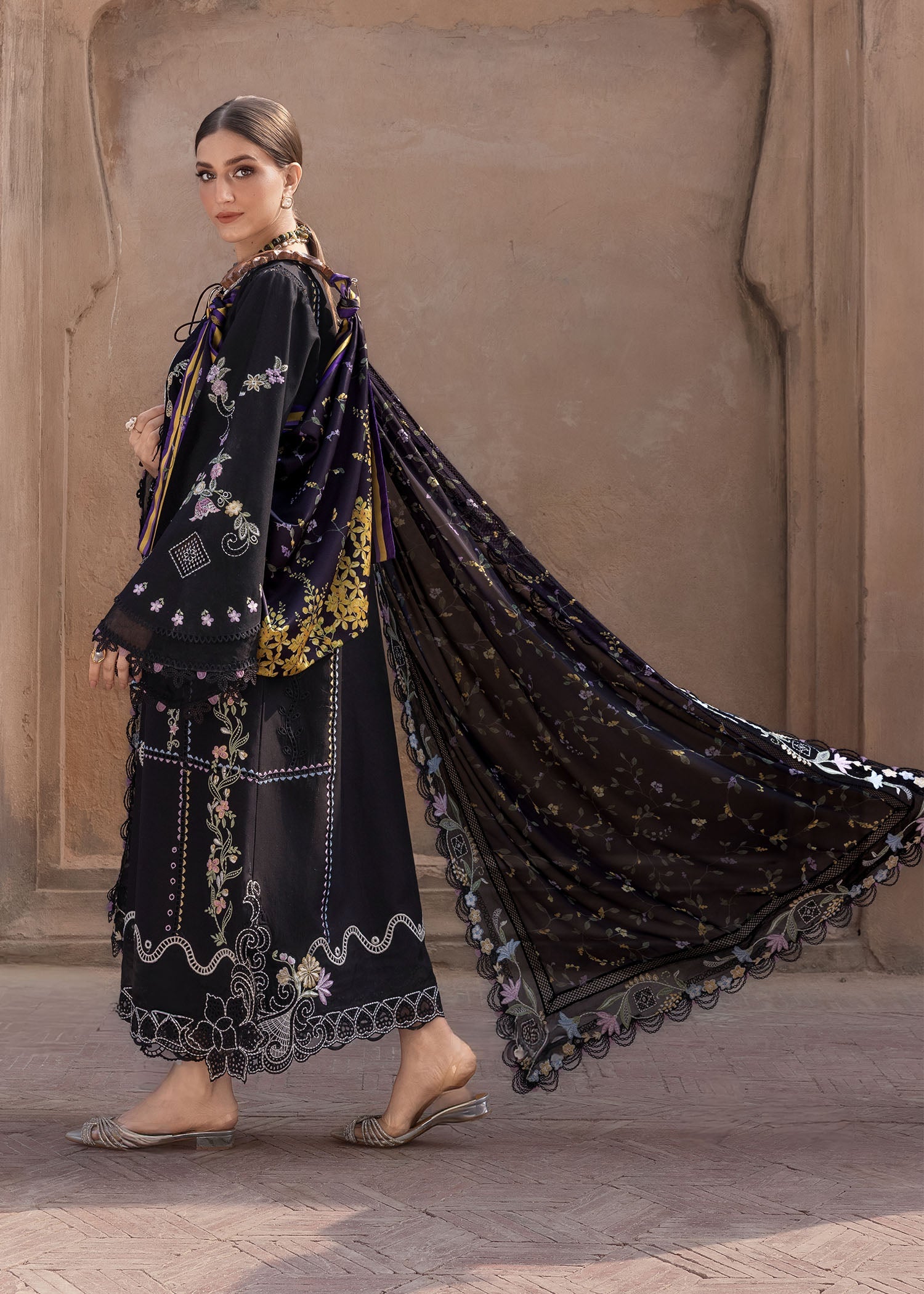 Crimson | Flow Lawn'26 | FLORAL SERENITY - D1A - Festive Dress - available at Maria Faisal in UK and USA.