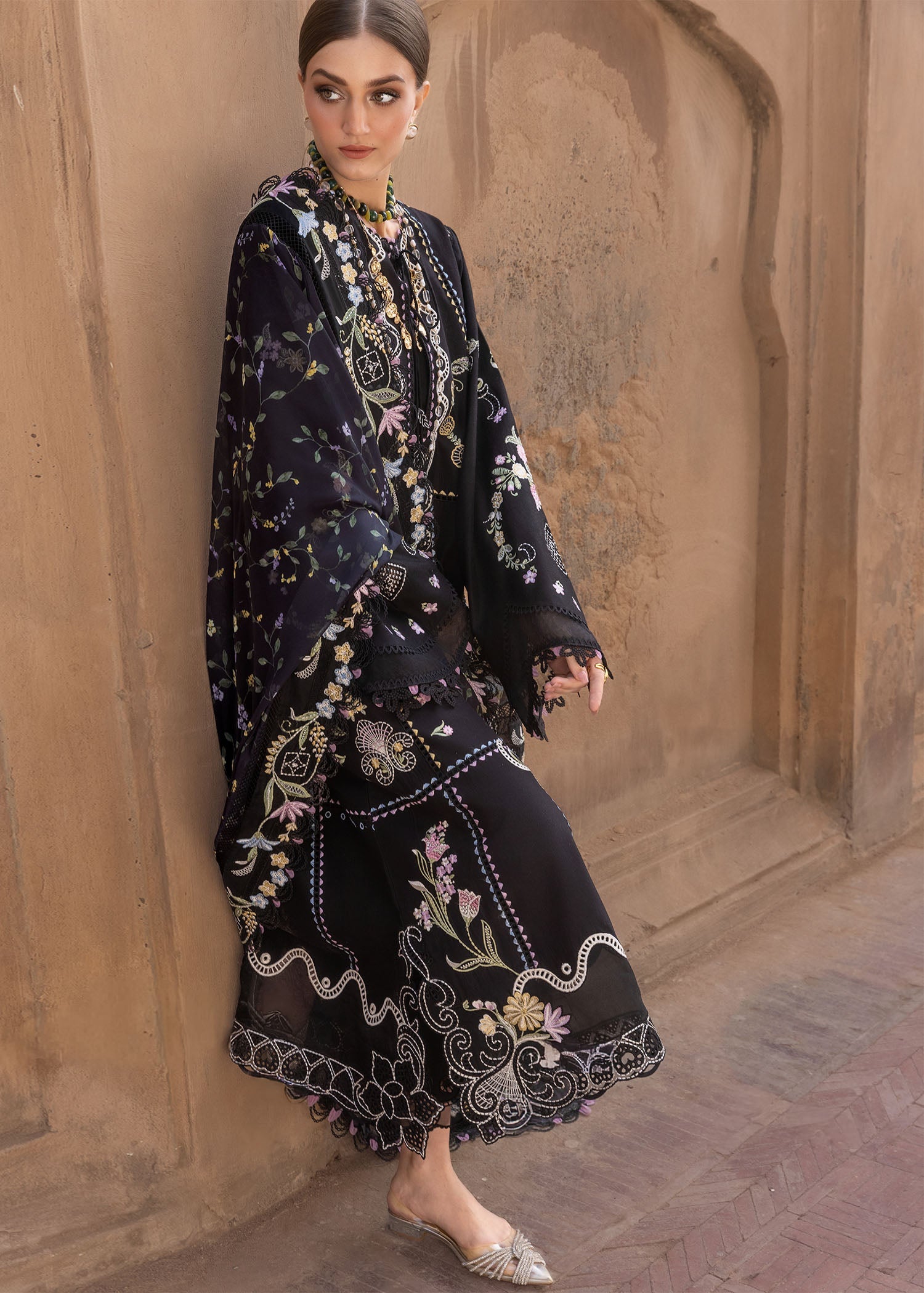 Crimson | Flow Lawn'26 | FLORAL SERENITY - D1A - Festive Dress - available at Maria Faisal in UK and USA.