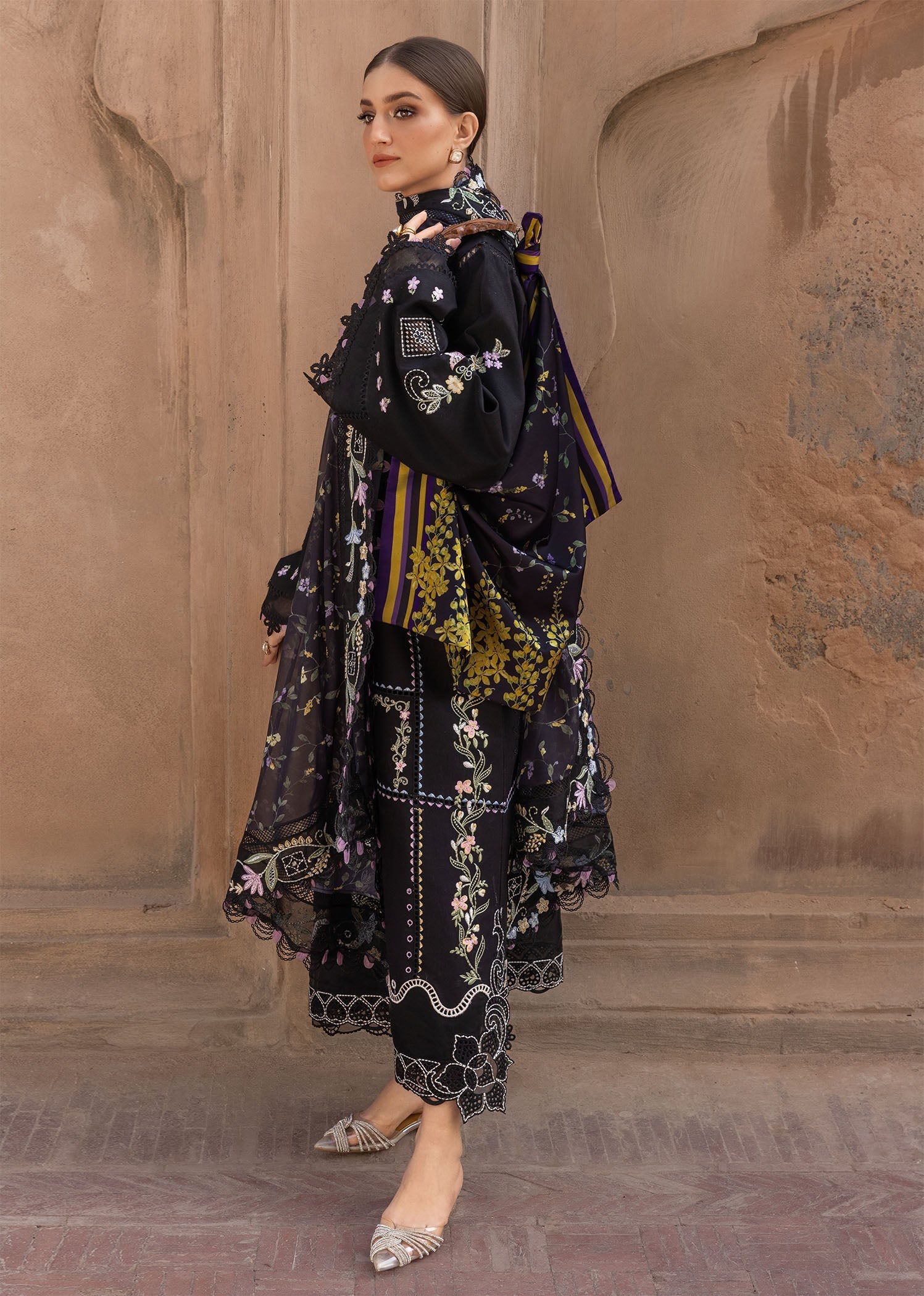 Crimson | Flow Lawn'26 | FLORAL SERENITY - D1A - Festive Dress - available at Maria Faisal in UK and USA.