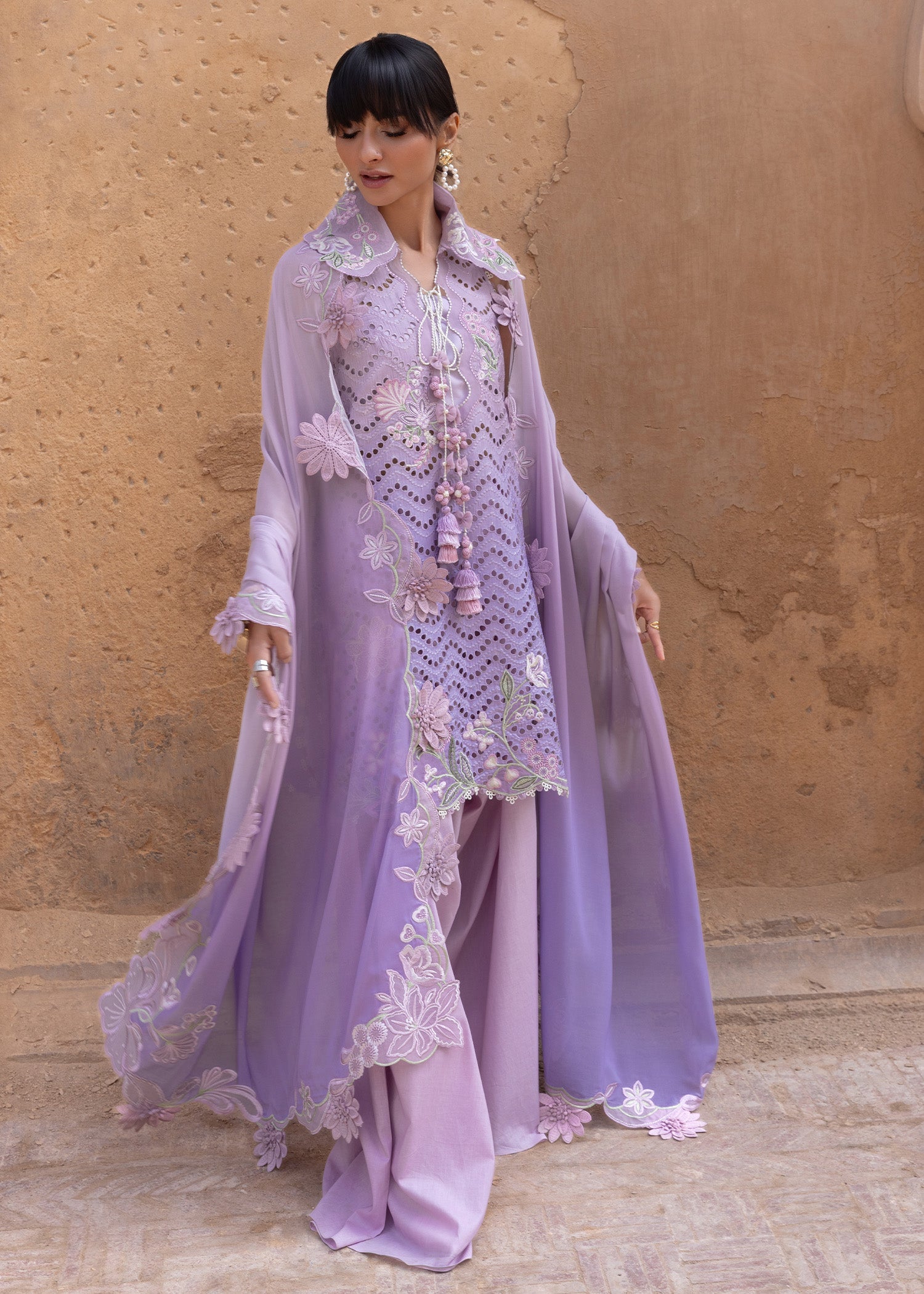 Crimson | Flow Lawn'26 | OMBRE LOVE - D8B - Festive Dress - available at Maria Faisal in UK and USA.