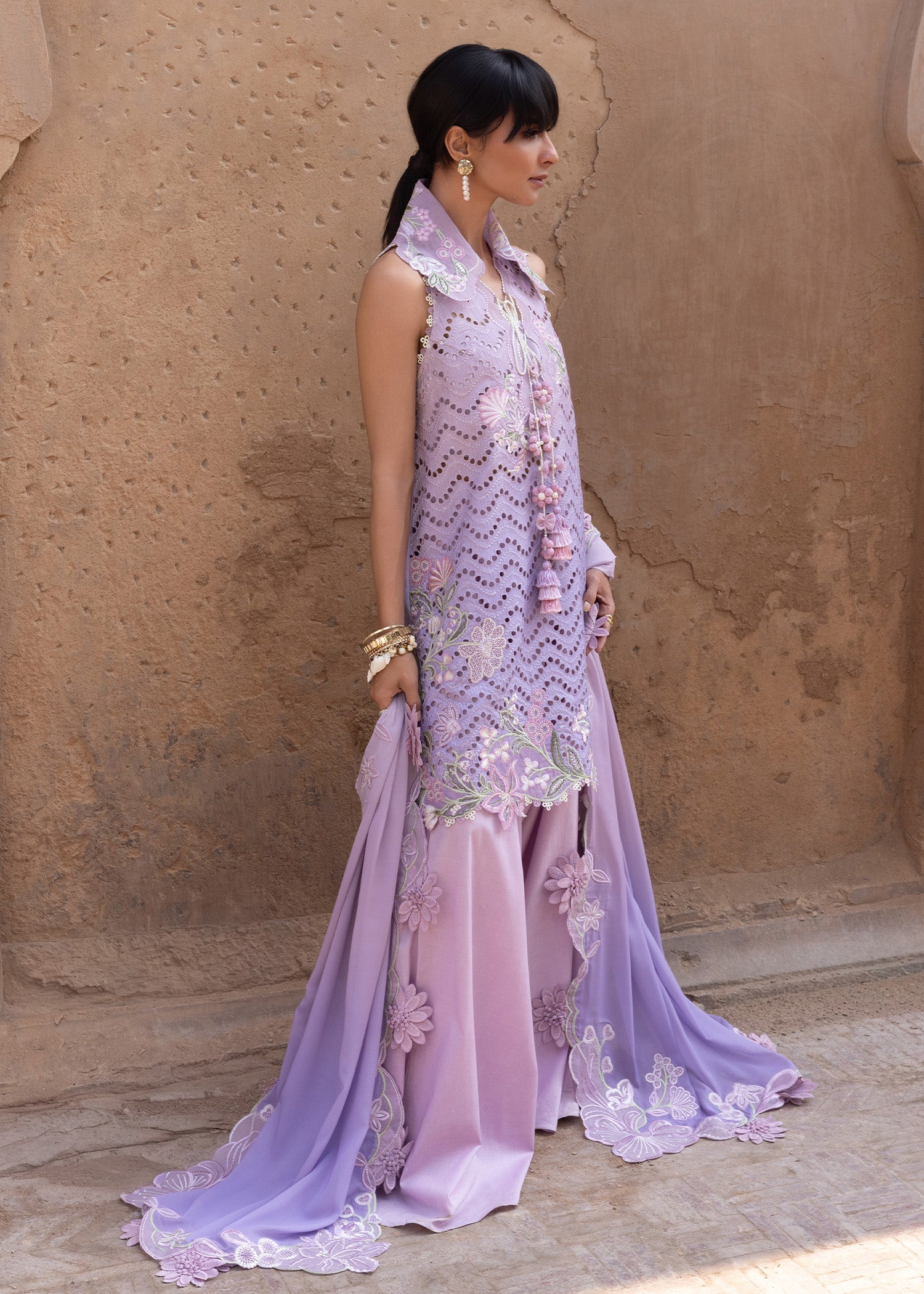 Crimson | Flow Lawn'26 | OMBRE LOVE - D8B - Festive Dress - available at Maria Faisal in UK and USA.