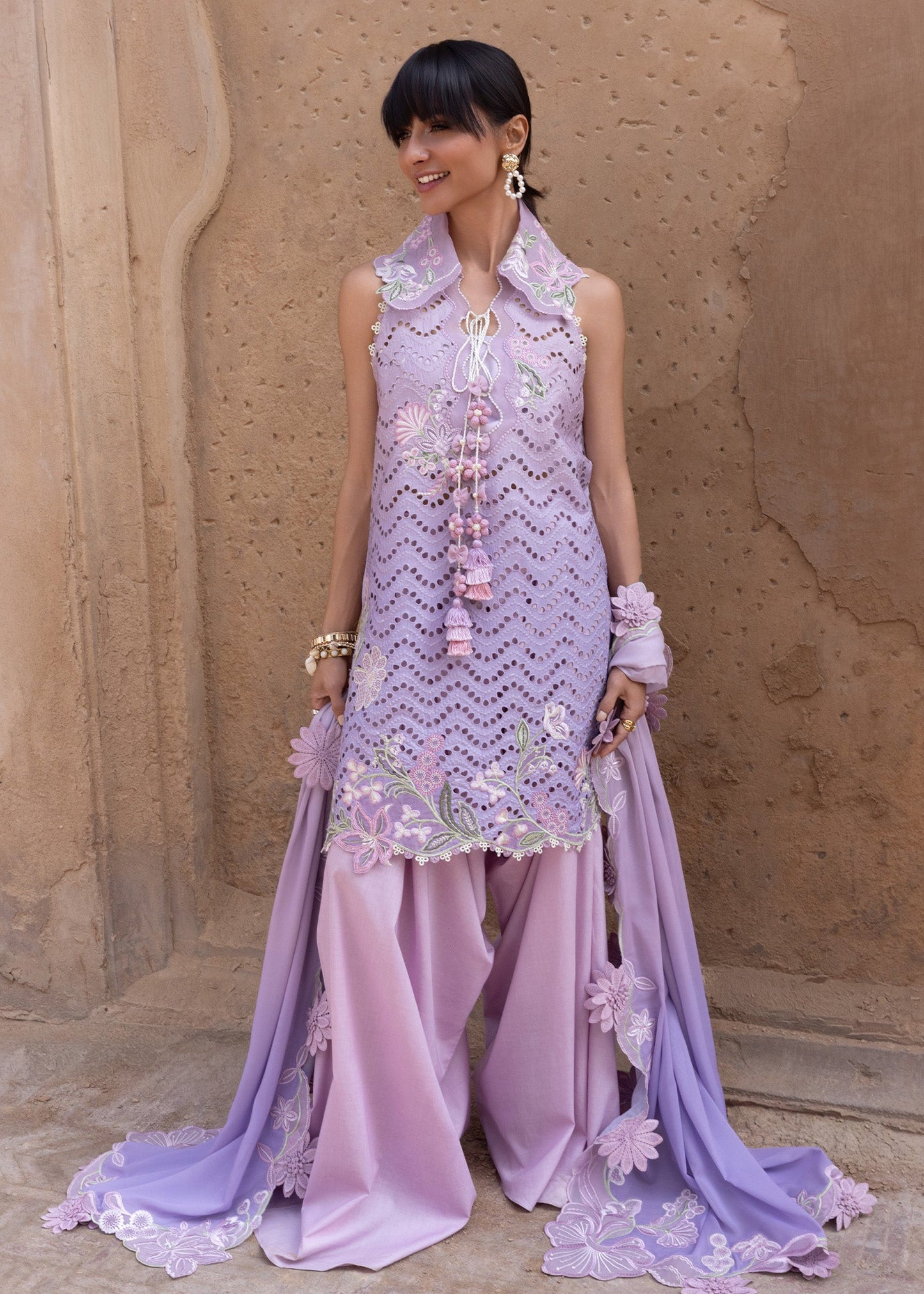 Crimson | Flow Lawn'26 | OMBRE LOVE - D8B - Festive Dress - available at Maria Faisal in UK and USA.
