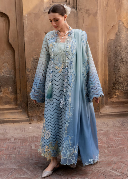 Crimson | Flow Lawn'26 | OMBRE LOVE - D8A - Festive Dress - available at Maria Faisal in UK and USA.