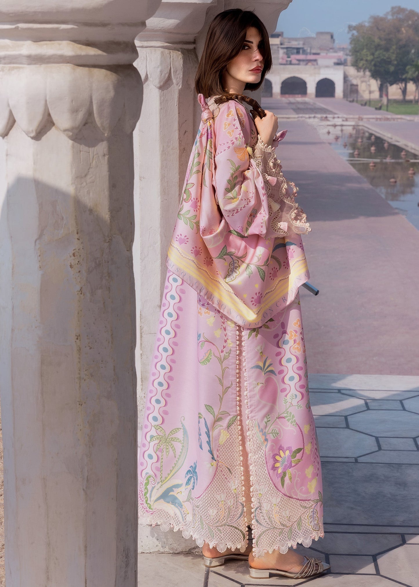 Crimson | Flow Lawn'26 | OUT OF MANY HEARTS - D6A - Festive Dress - available at Maria Faisal in UK and USA.
