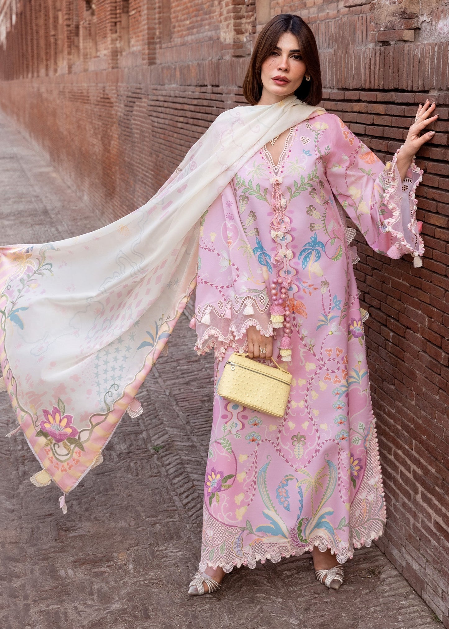 Crimson | Flow Lawn'26 | OUT OF MANY HEARTS - D6A - Festive Dress - available at Maria Faisal in UK and USA.