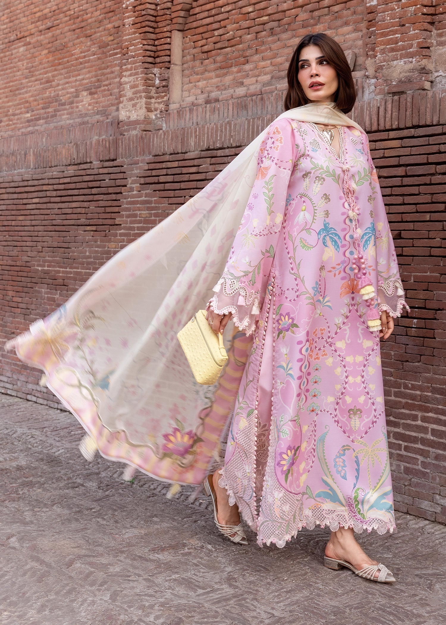 Crimson | Flow Lawn'26 | OUT OF MANY HEARTS - D6A - Festive Dress - available at Maria Faisal in UK and USA.