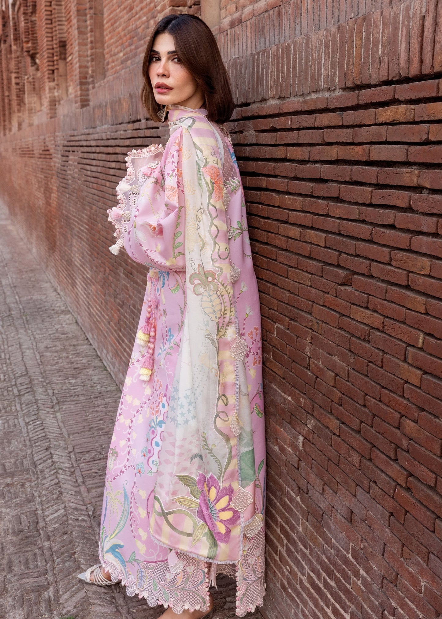 Crimson | Flow Lawn'26 | OUT OF MANY HEARTS - D6A - Festive Dress - available at Maria Faisal in UK and USA.