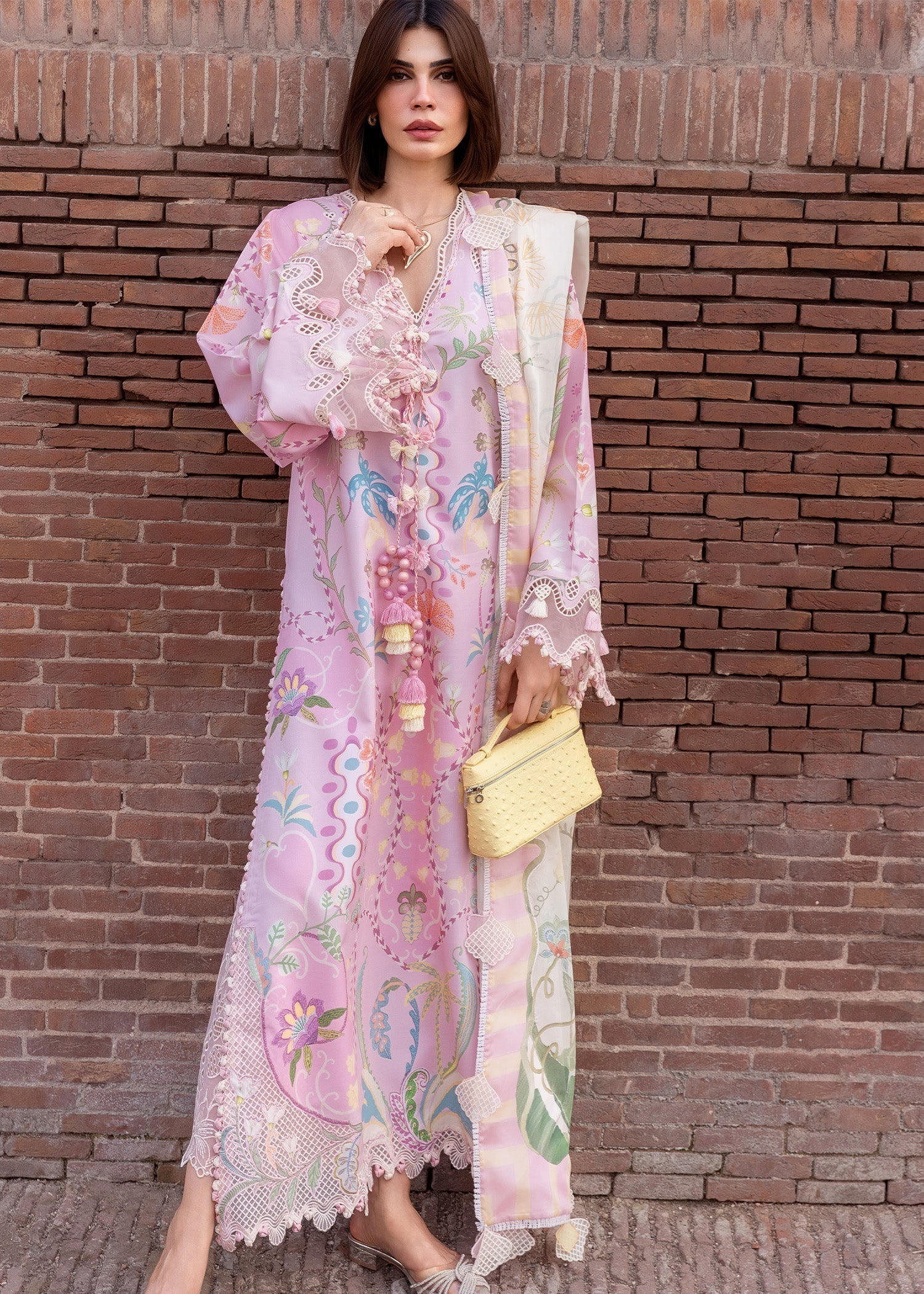 Crimson | Flow Lawn'26 | OUT OF MANY HEARTS - D6A - Festive Dress - available at Maria Faisal in UK and USA.