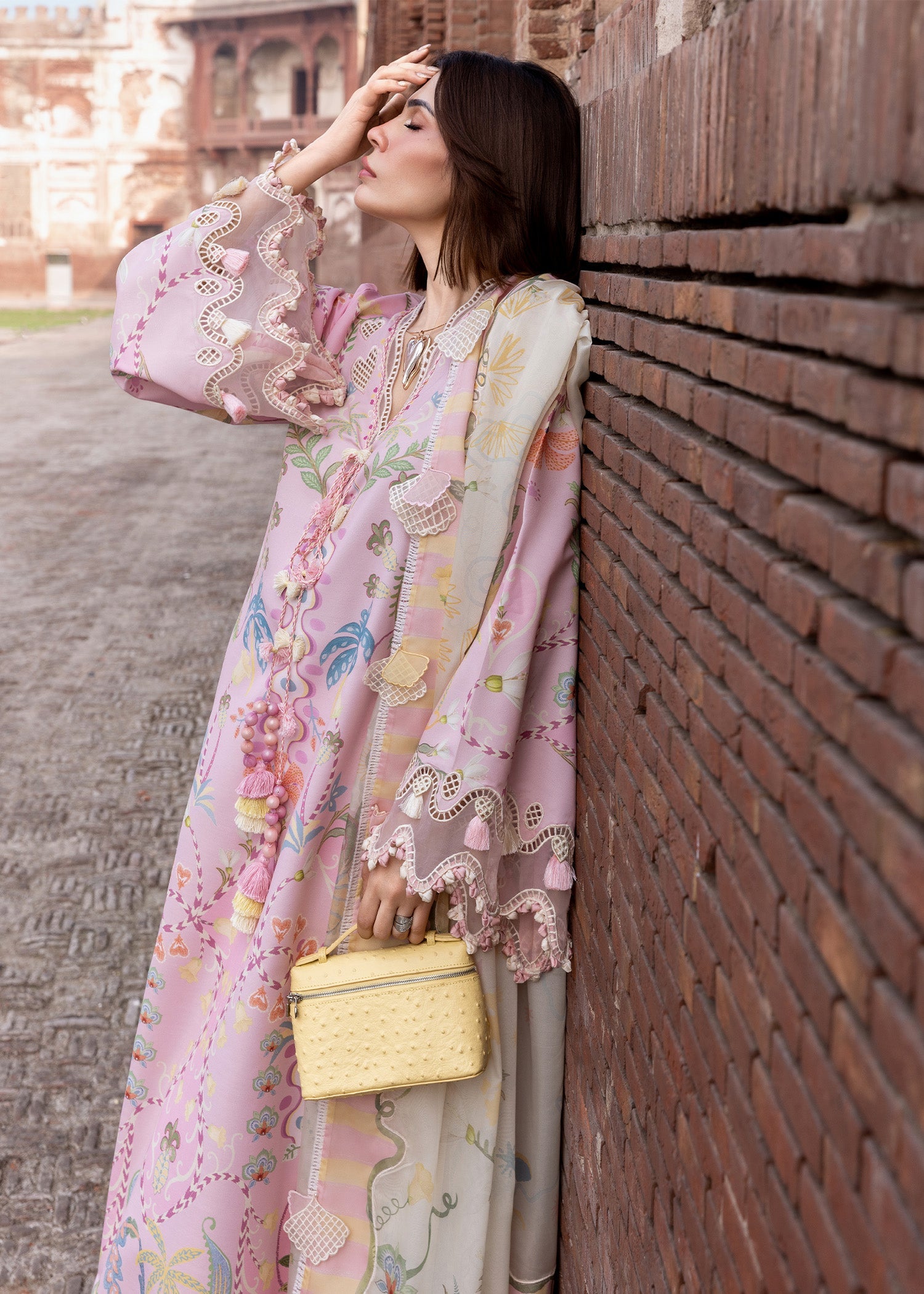 Crimson | Flow Lawn'26 | OUT OF MANY HEARTS - D6A - Festive Dress - available at Maria Faisal in UK and USA.