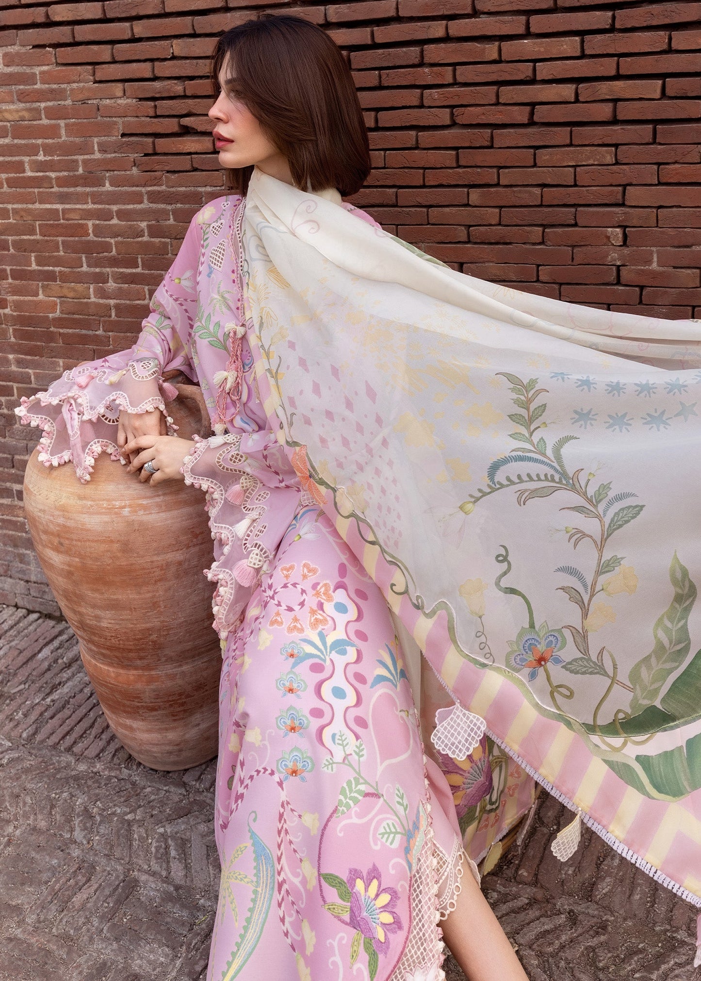 Crimson | Flow Lawn'26 | OUT OF MANY HEARTS - D6A - Festive Dress - available at Maria Faisal in UK and USA.