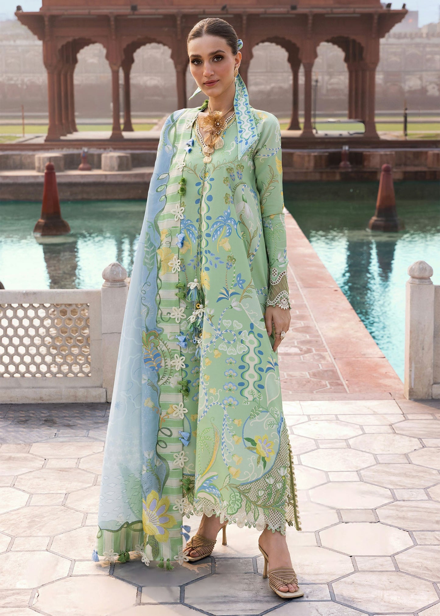 Crimson | Flow Lawn'26 | OUT OF MANY HEARTS-D6B - Festive Dress - available at Maria Faisal in UK and USA.
