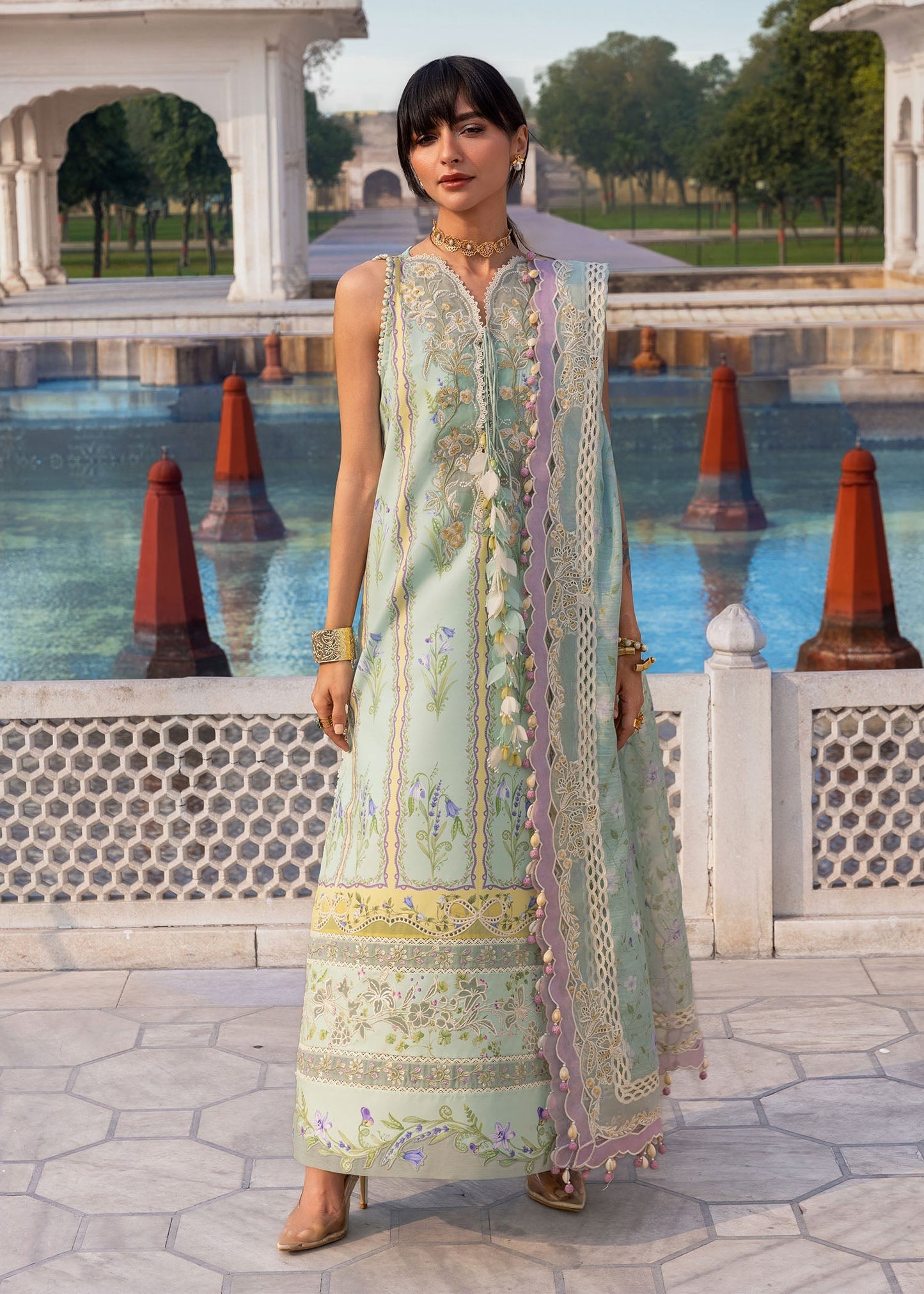 Crimson | Flow Lawn'26 | SUN-KISSED LETTER-D9B - Festive Dress - available at Maria Faisal in UK and USA.